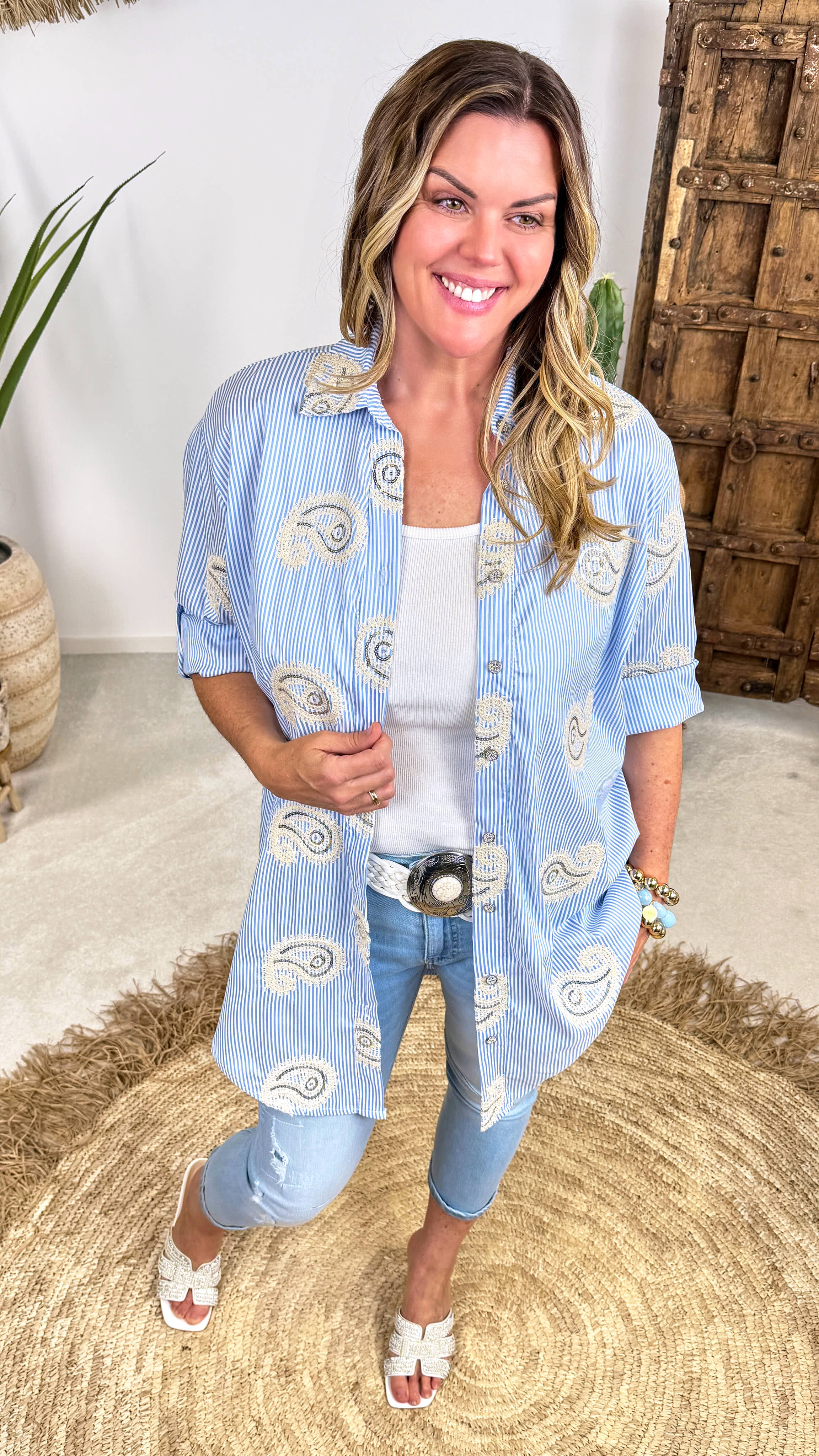 Bluse Blue Paisly