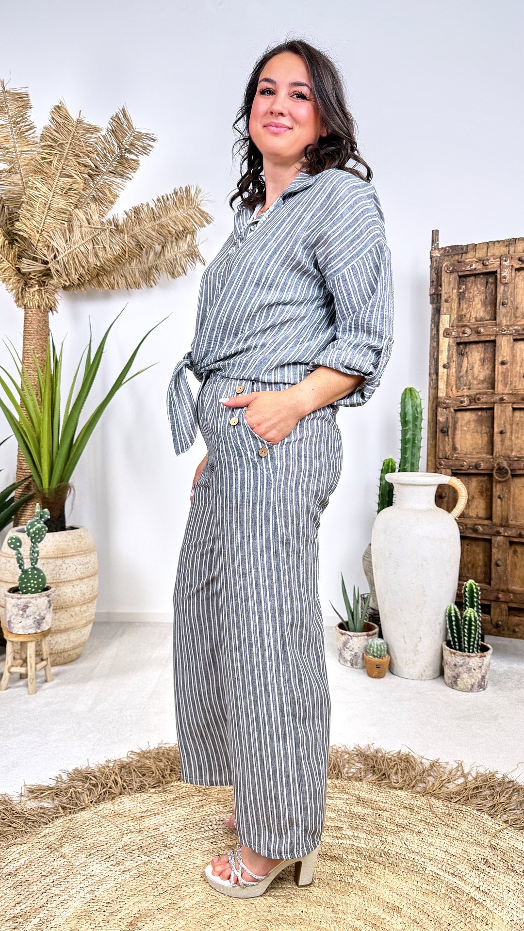 Weite Hose  Boho Stripe *Grau*