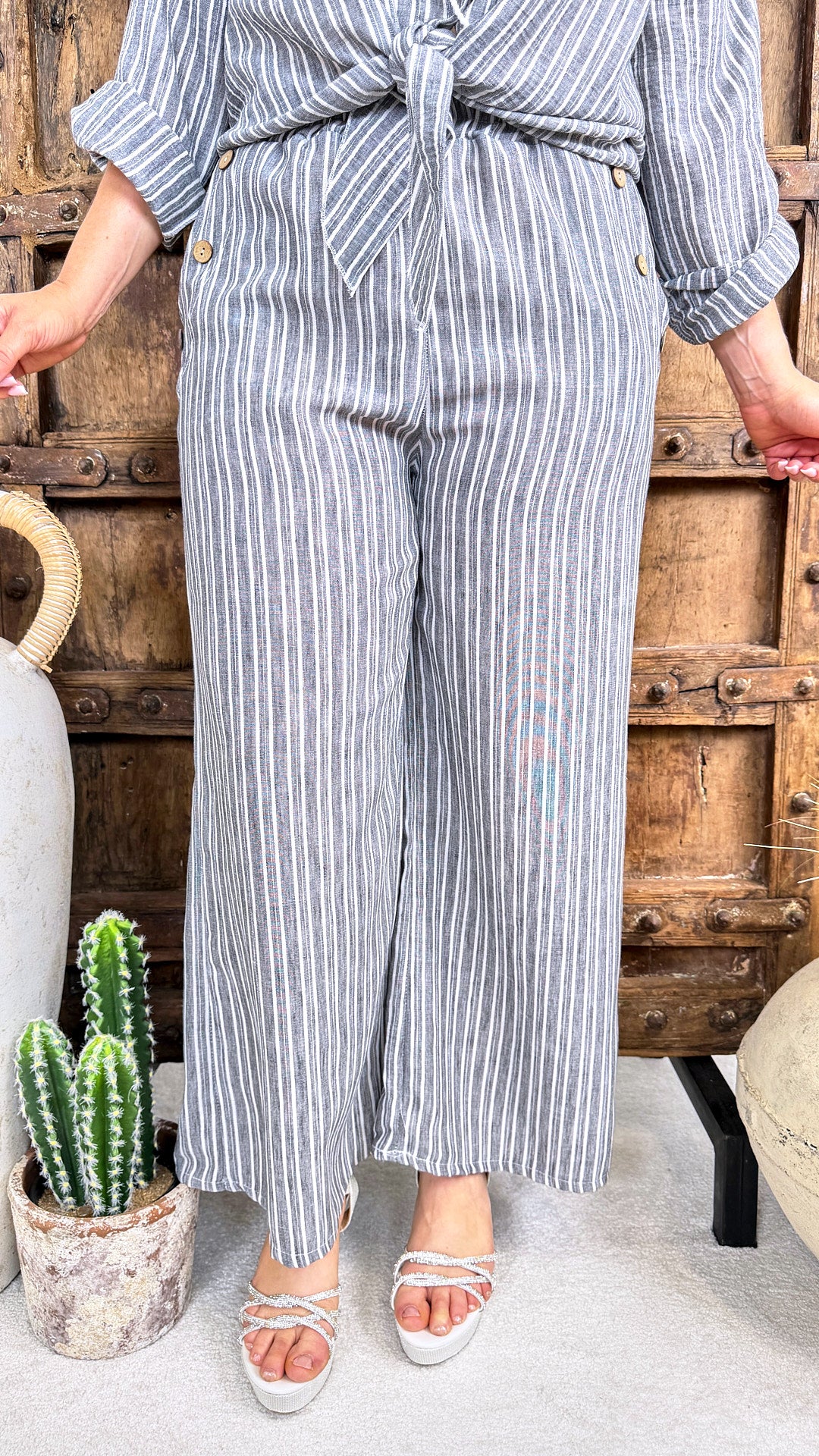 Weite Hose  Boho Stripe *Grau*