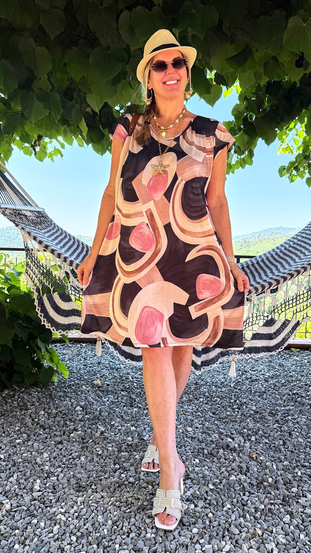 Kleid Summer Art *Schwarz/Rosa*