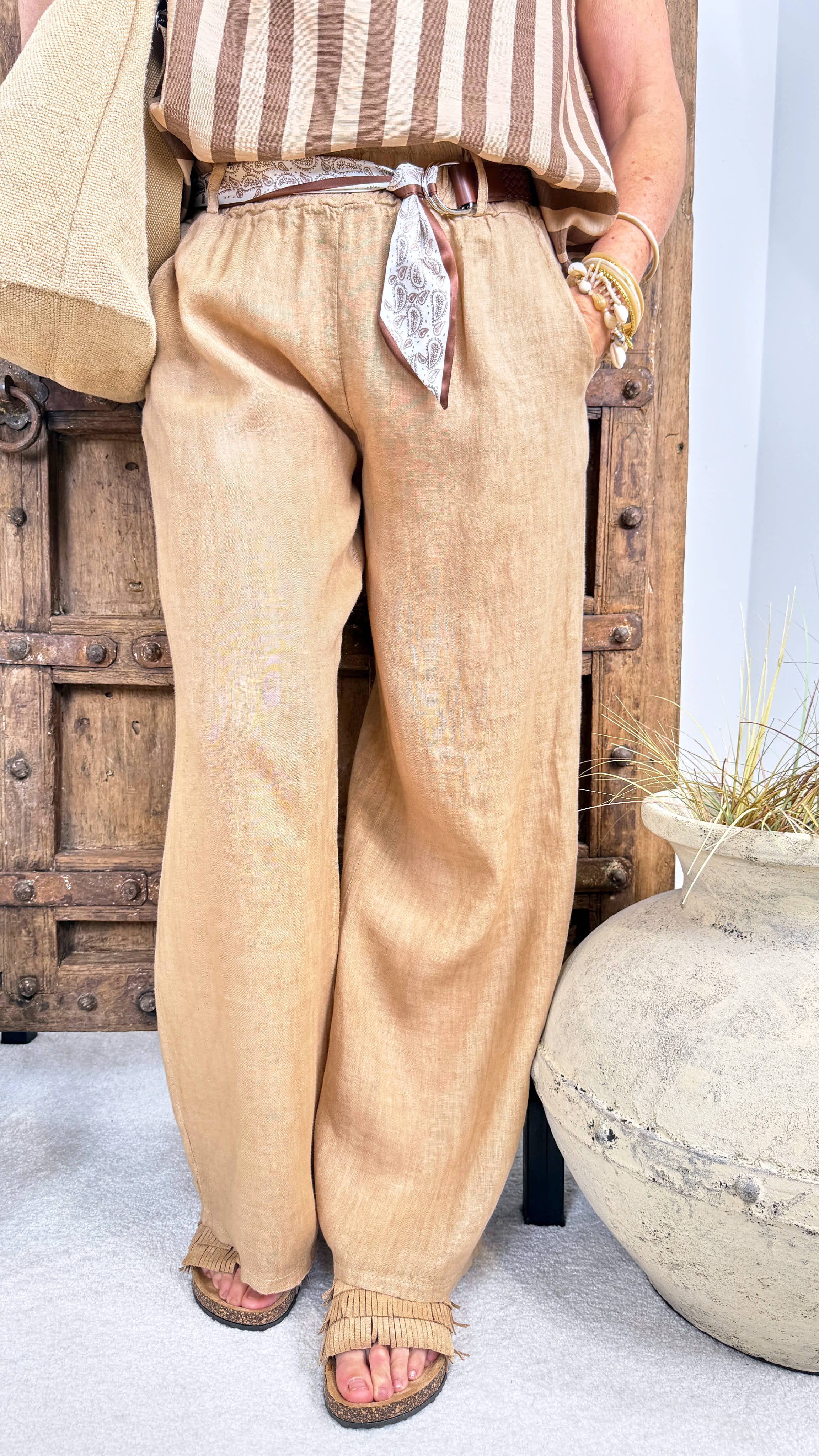 Leinenhose Milano Coast *Camel* (lieferbar ab 5.6.26)