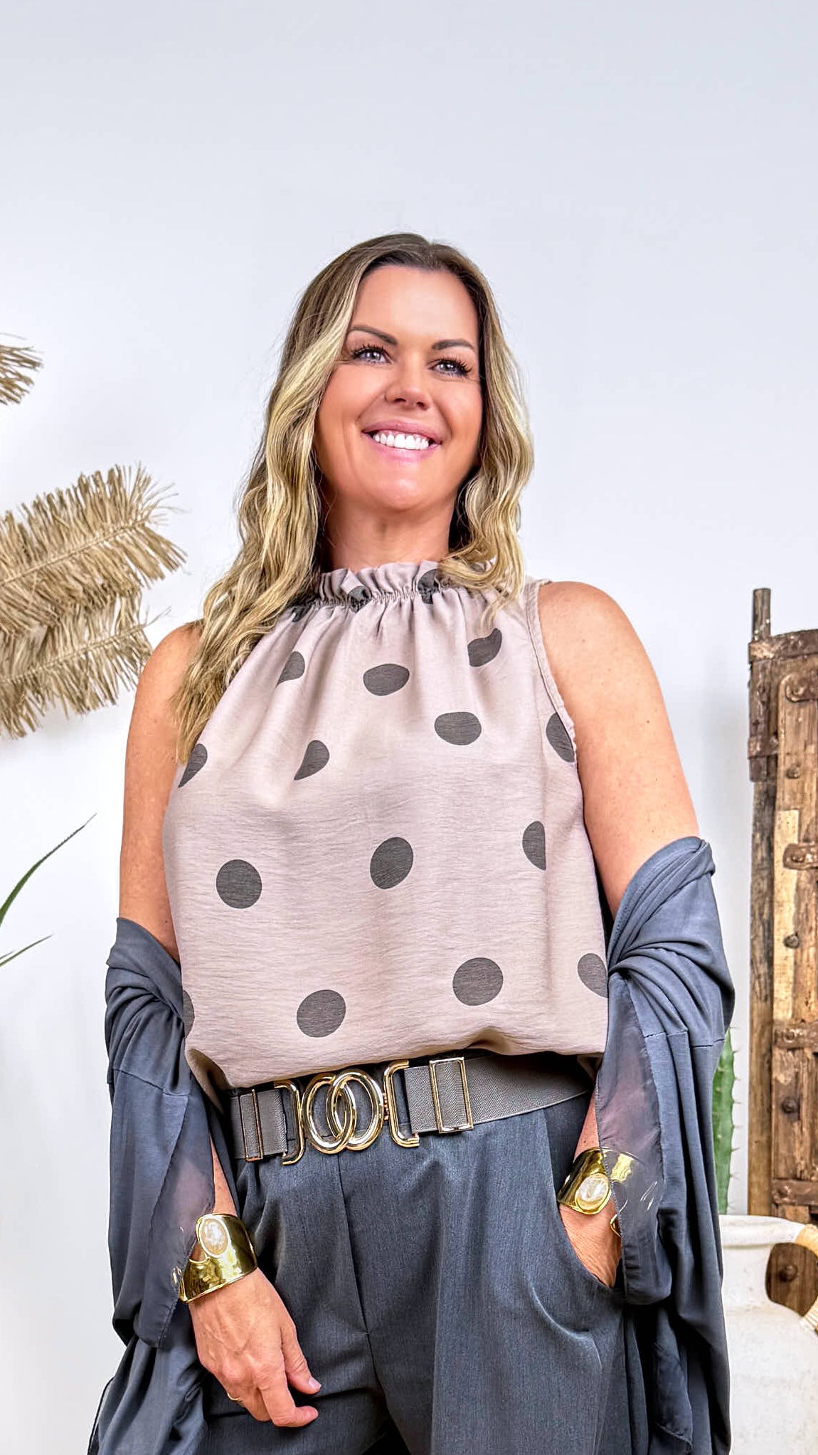Blusentop Summer Dotty *Taupe*