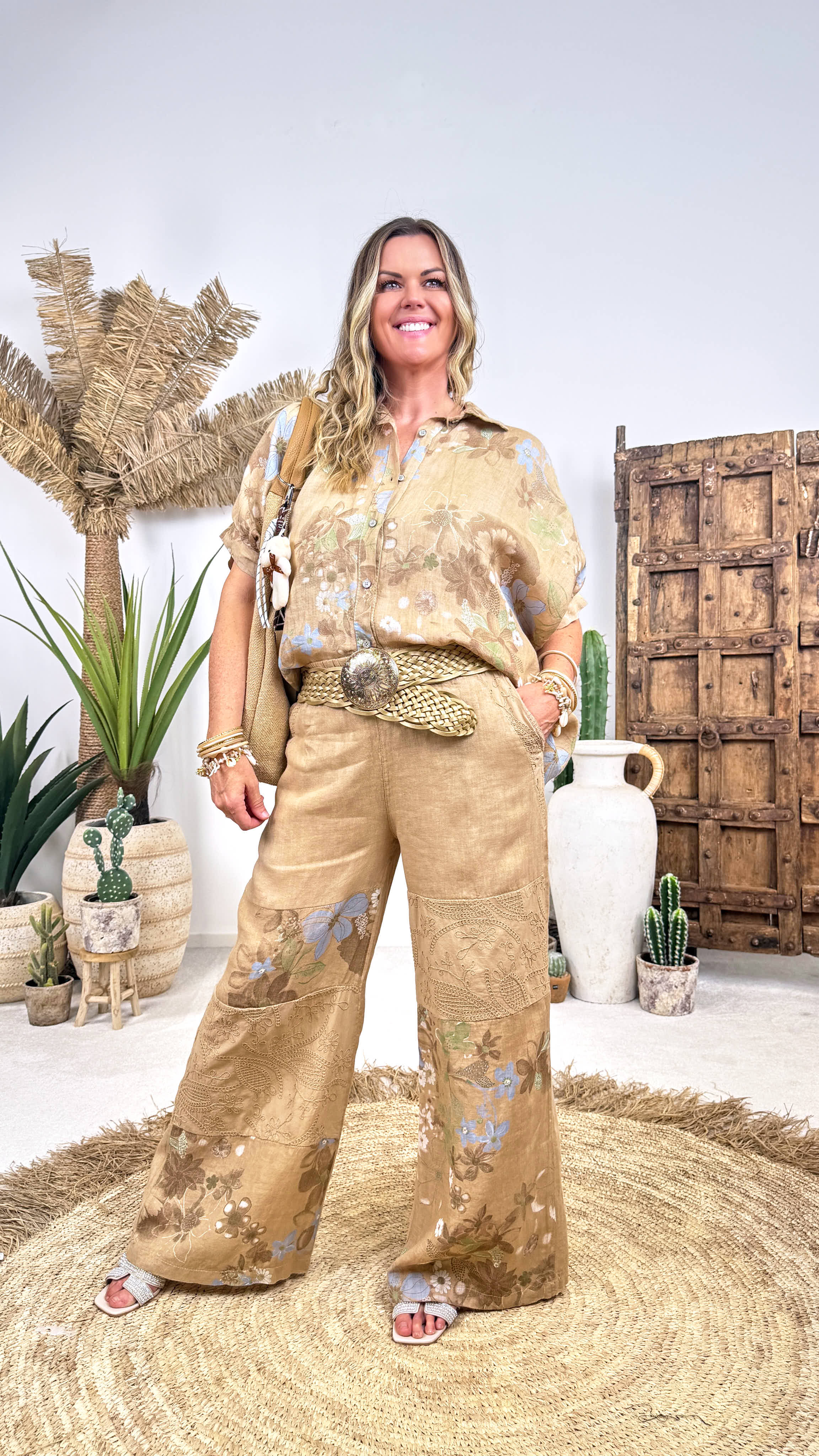 Weite Leinenhose Country Bloom *Camel*
