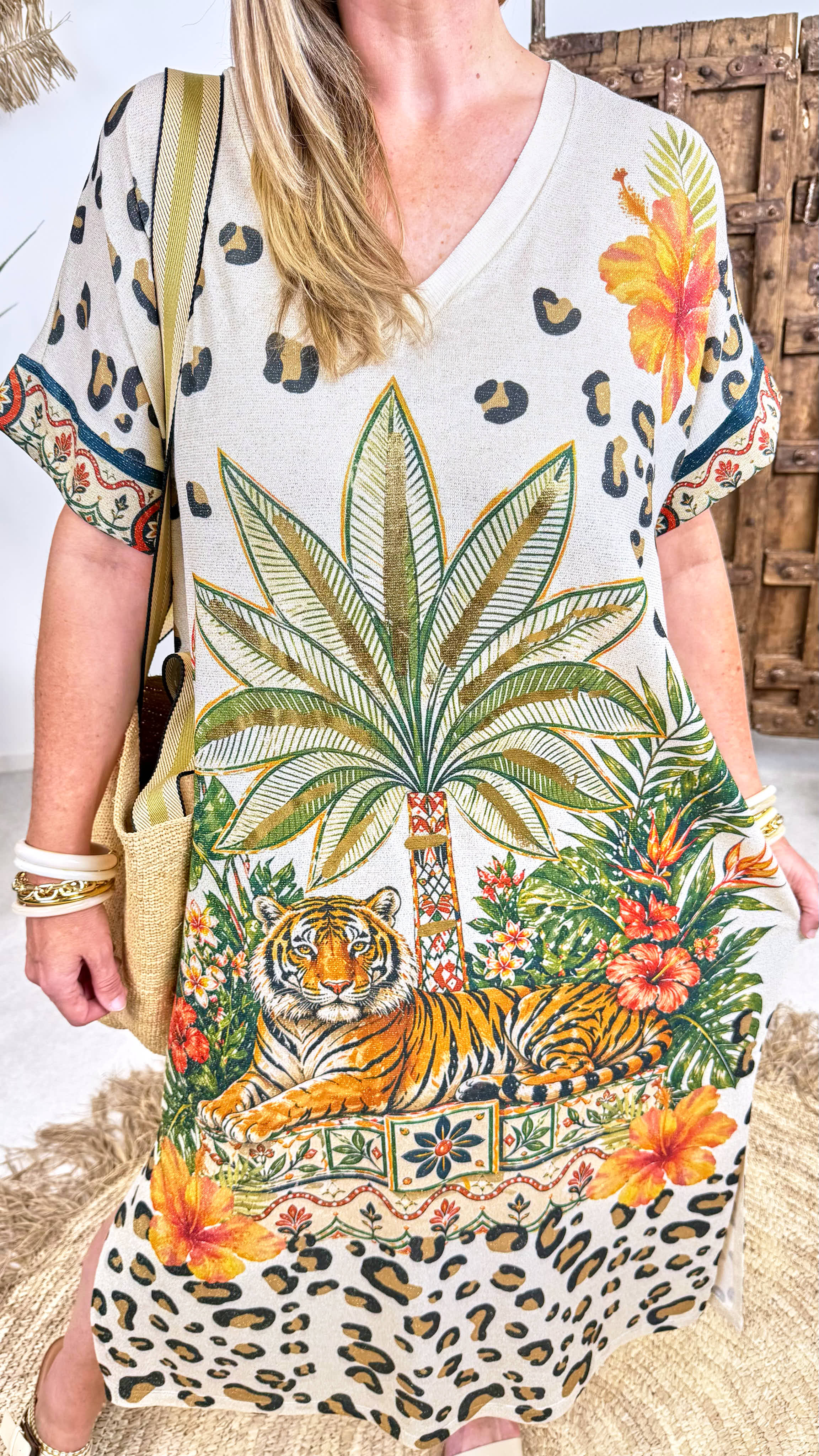 Langes Kleid Palm Tiger