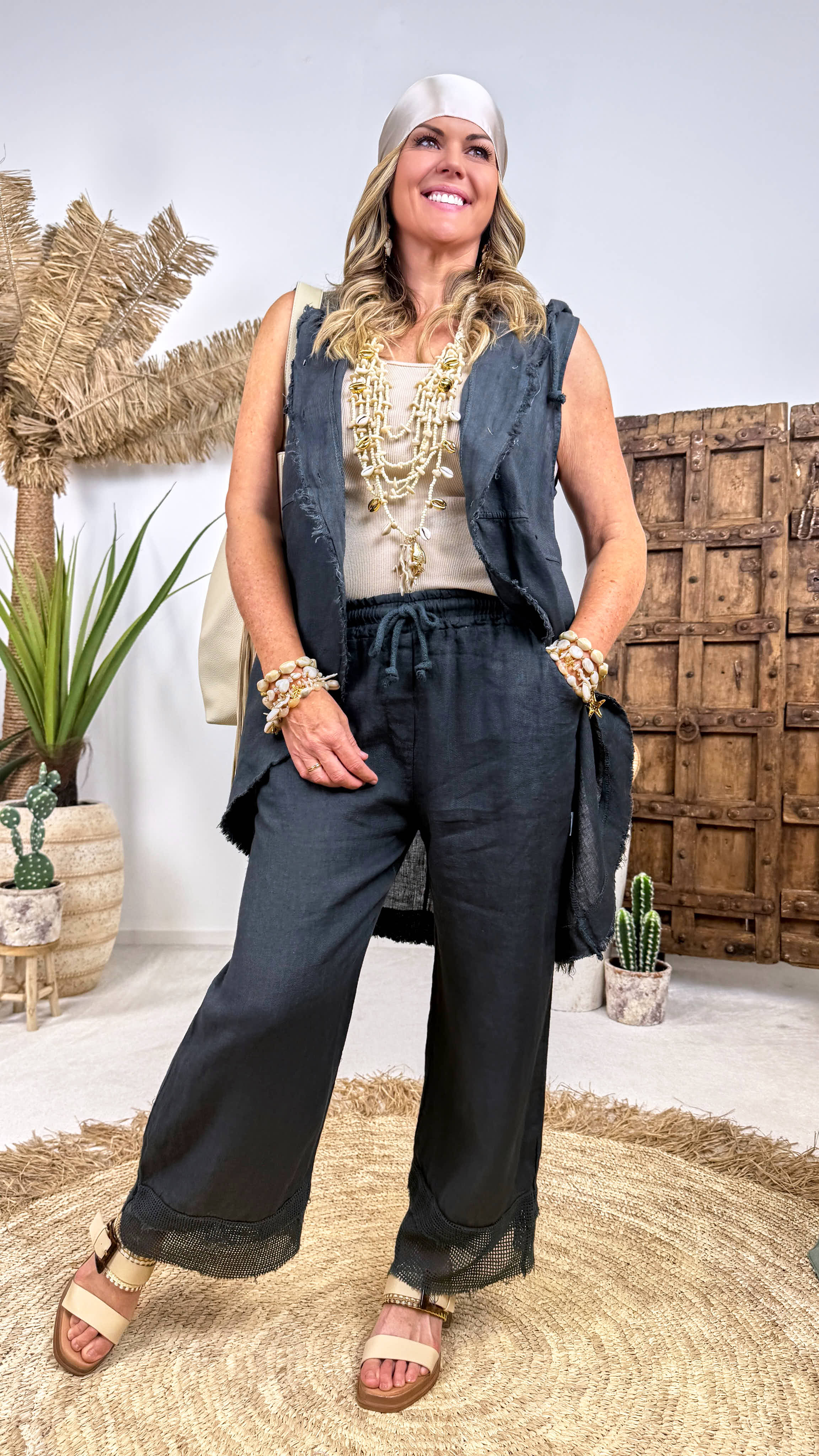 Leinen-Hose Boho Darling *Dunkelgrau* (lieferbar ab 16.6.26)