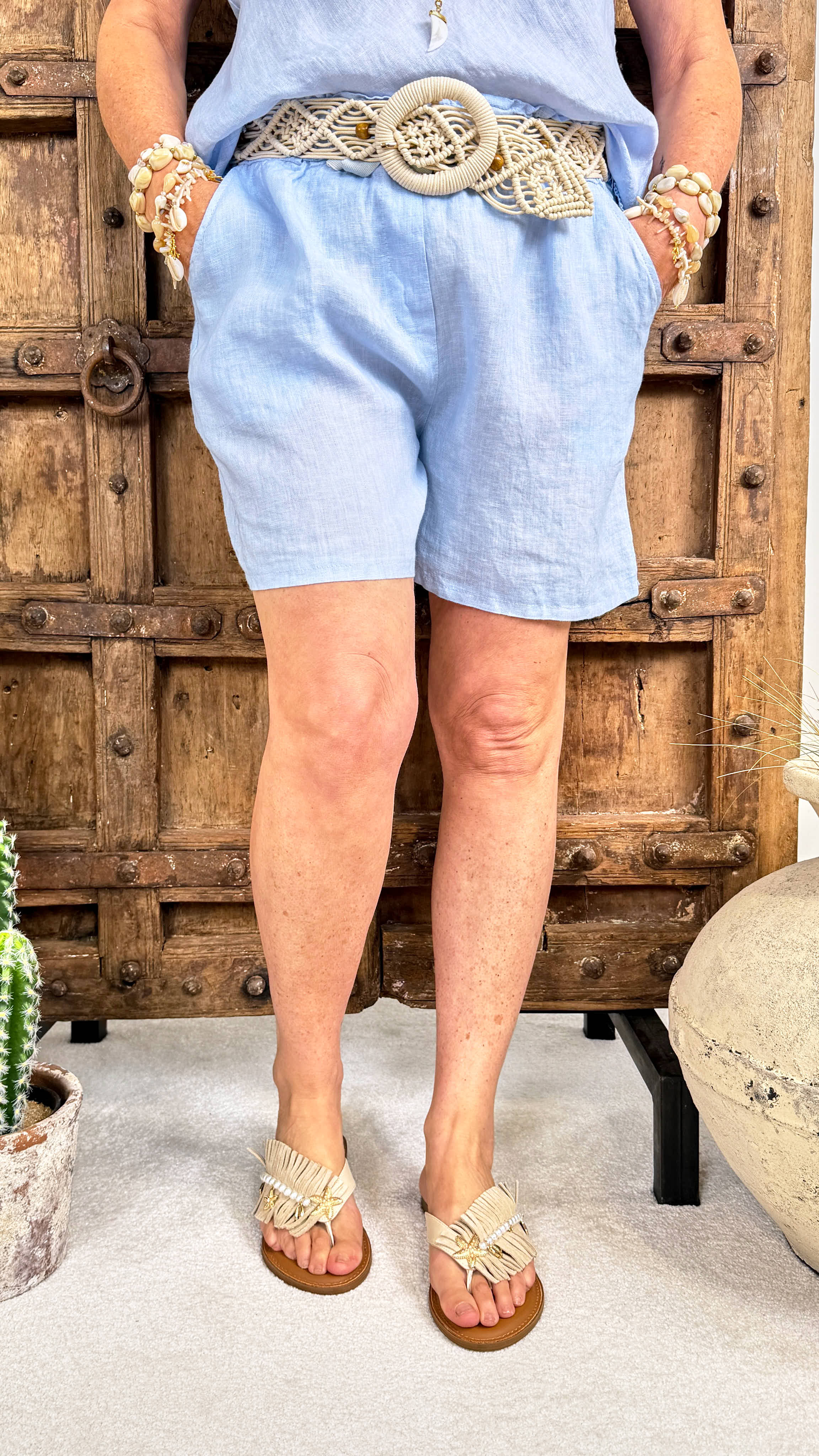 Kurze Leinenhose Sunny Love *Hellblau*