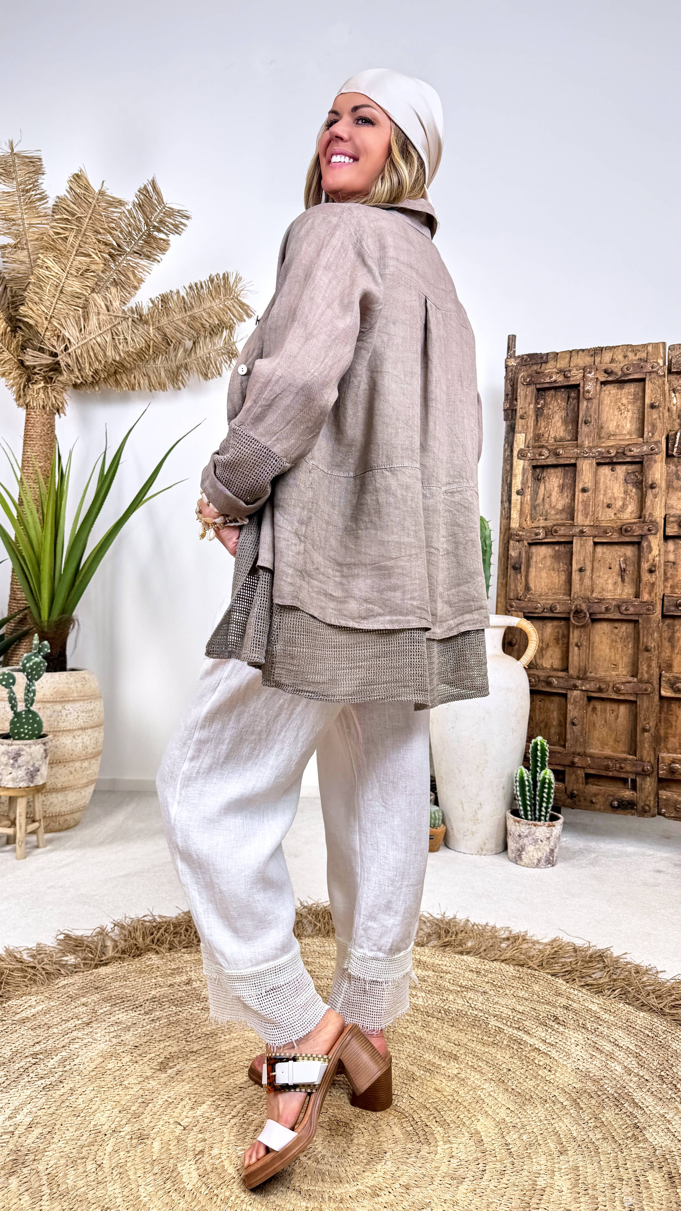 Leinen-Bluse Lovely Moment *Taupe*