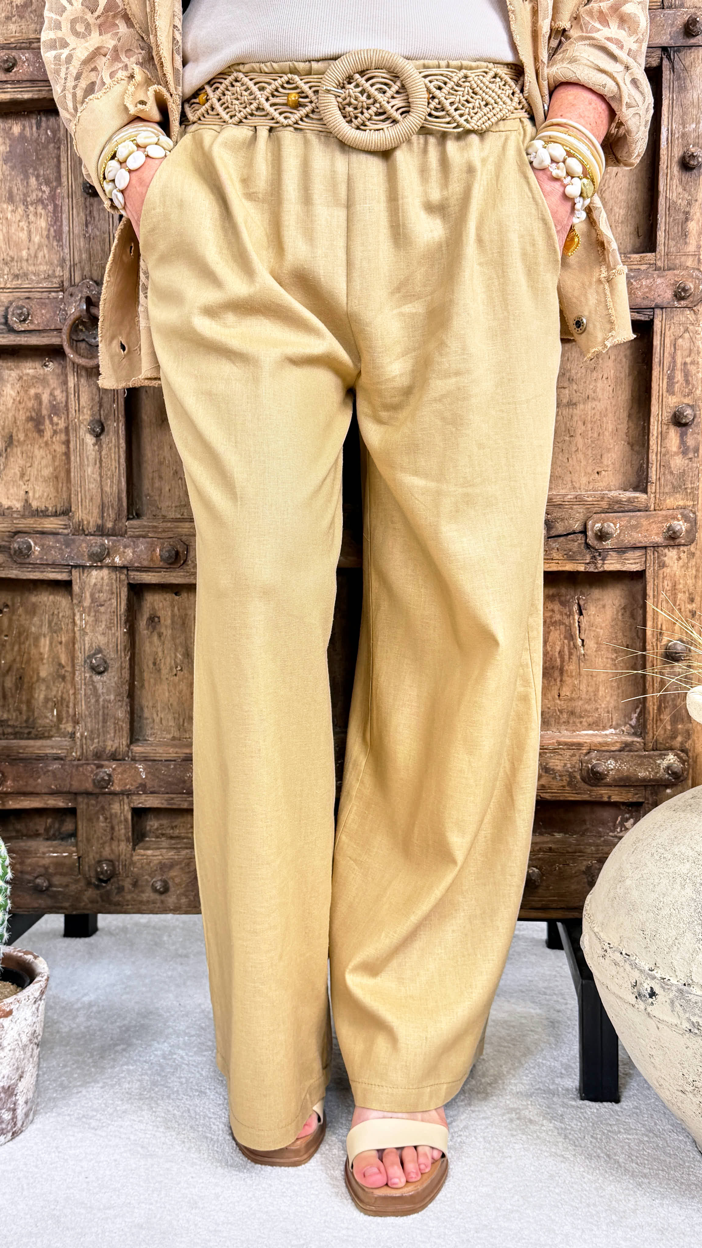 Weite Leinen-Hose Spirit Ease *Camel*