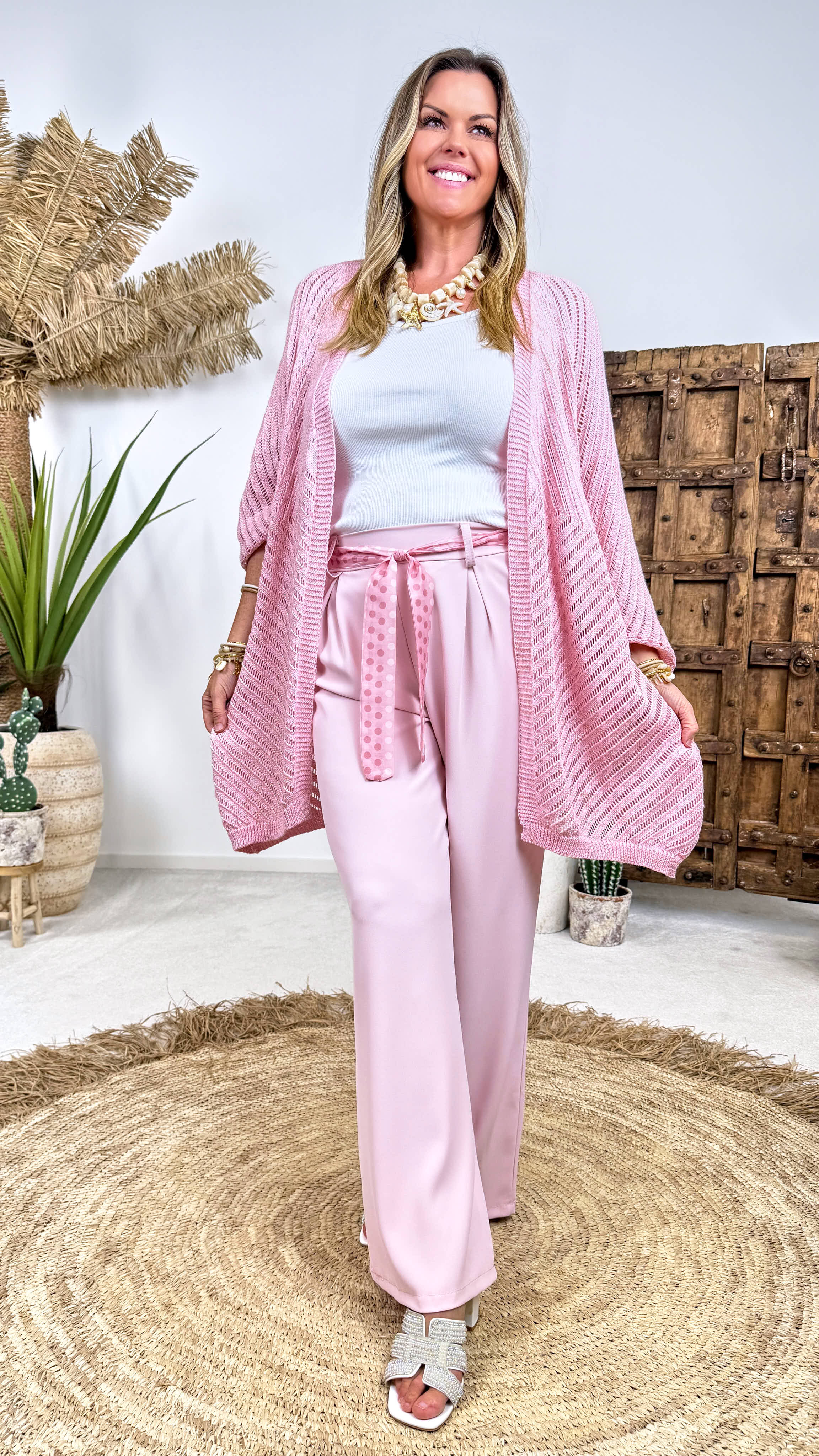 Netz Strickjacke Golden Hour *Rosa*