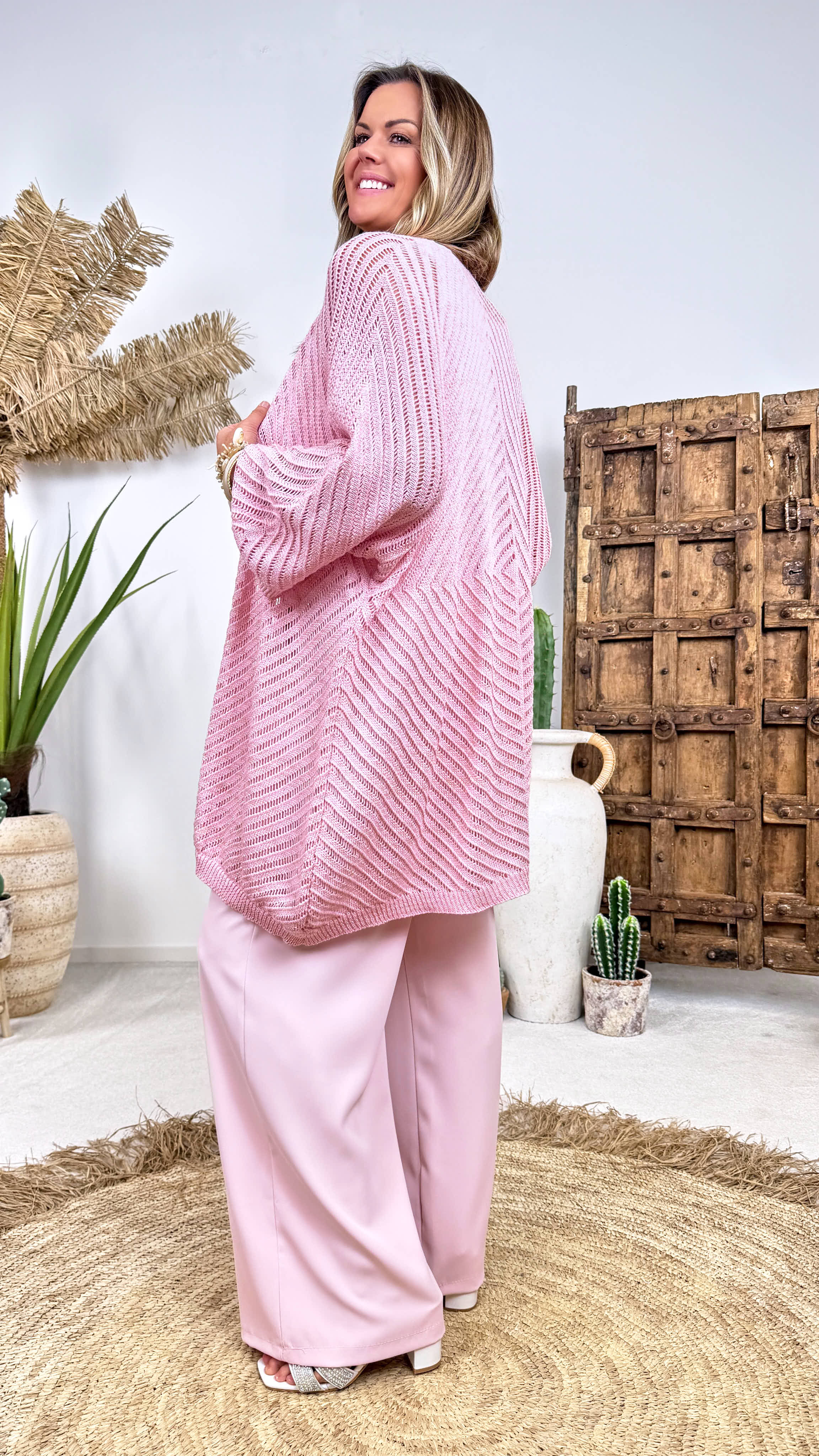 Netz Strickjacke Golden Hour *Rosa*