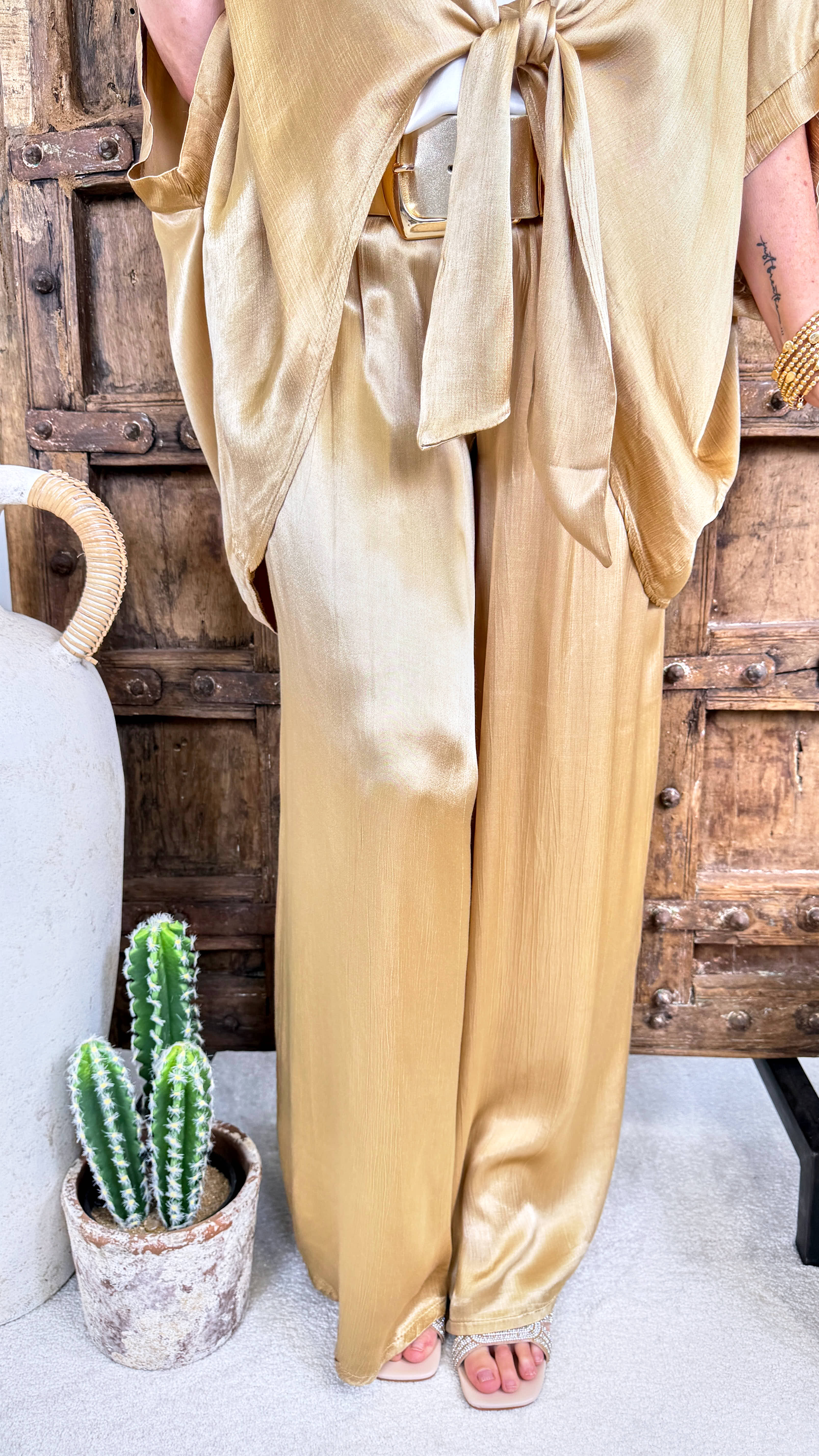 Weite Hose Crush-Plissee *Gold*