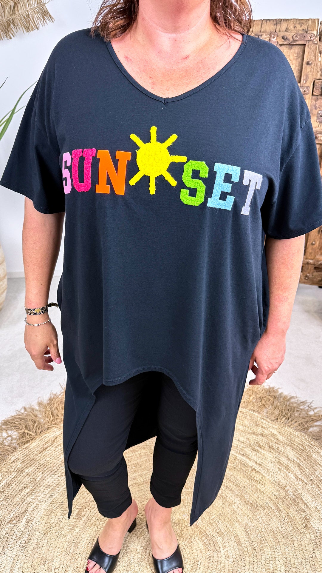 Long-Shirt Sunset Smile *Schwarz*