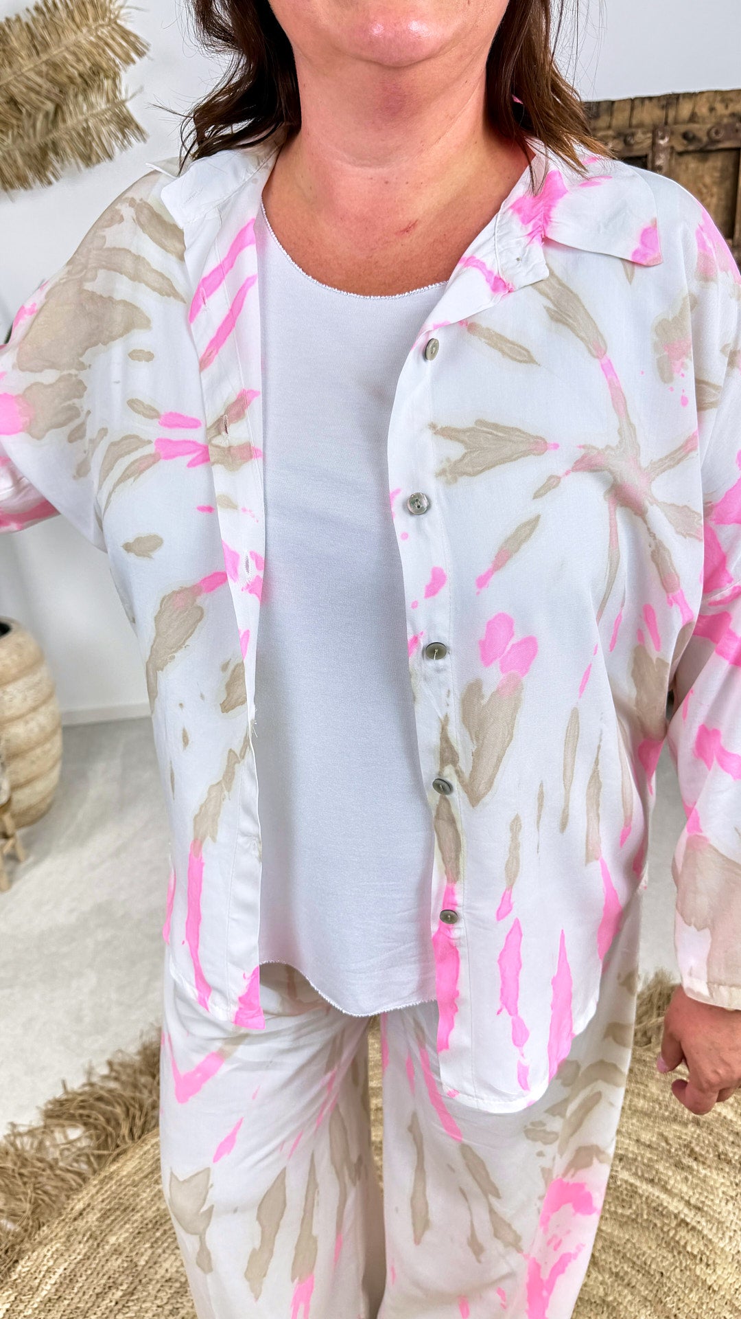 Bluse Batik Candy *Beige/Pink*