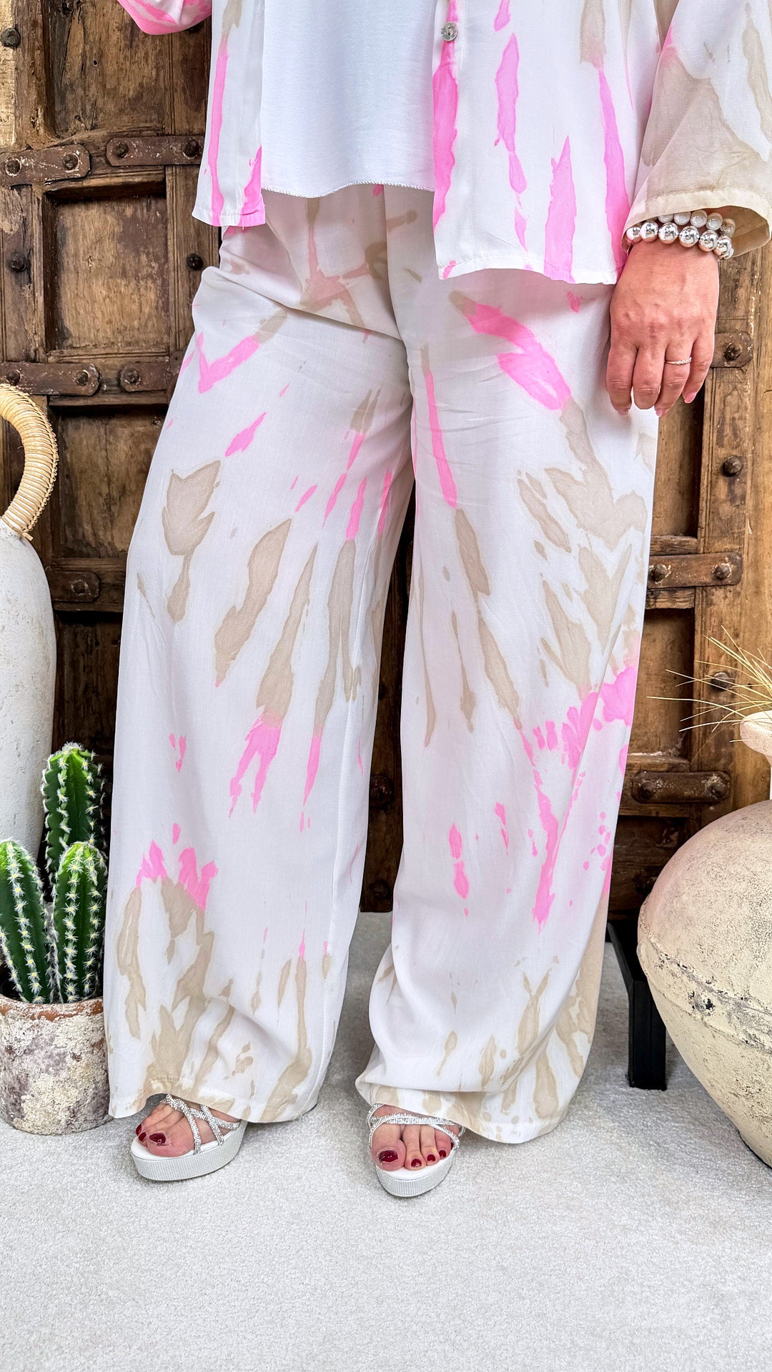 Weite Hose Batik Candy *Beige/Pink*