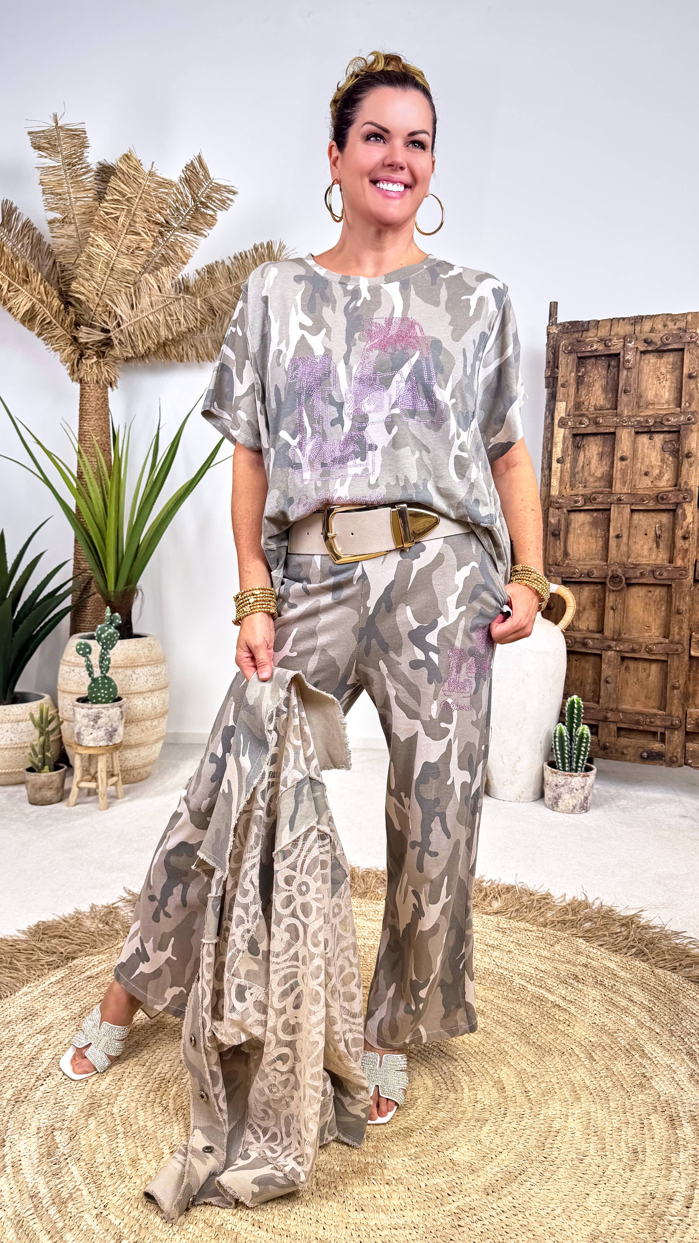 Weite Hose Crazy Camo  *Beige*