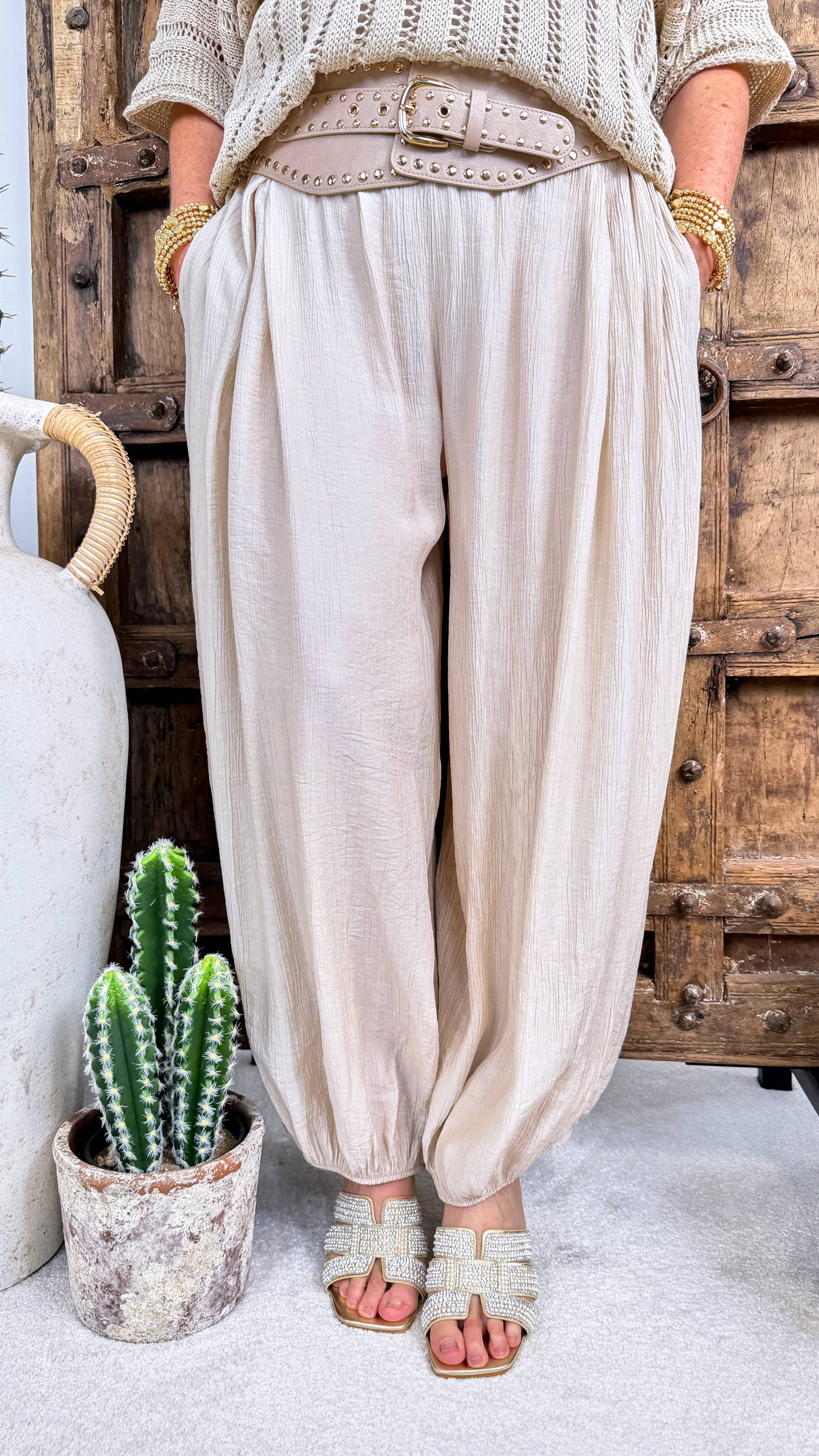 Weite Hose Hidden Élan *Beige*