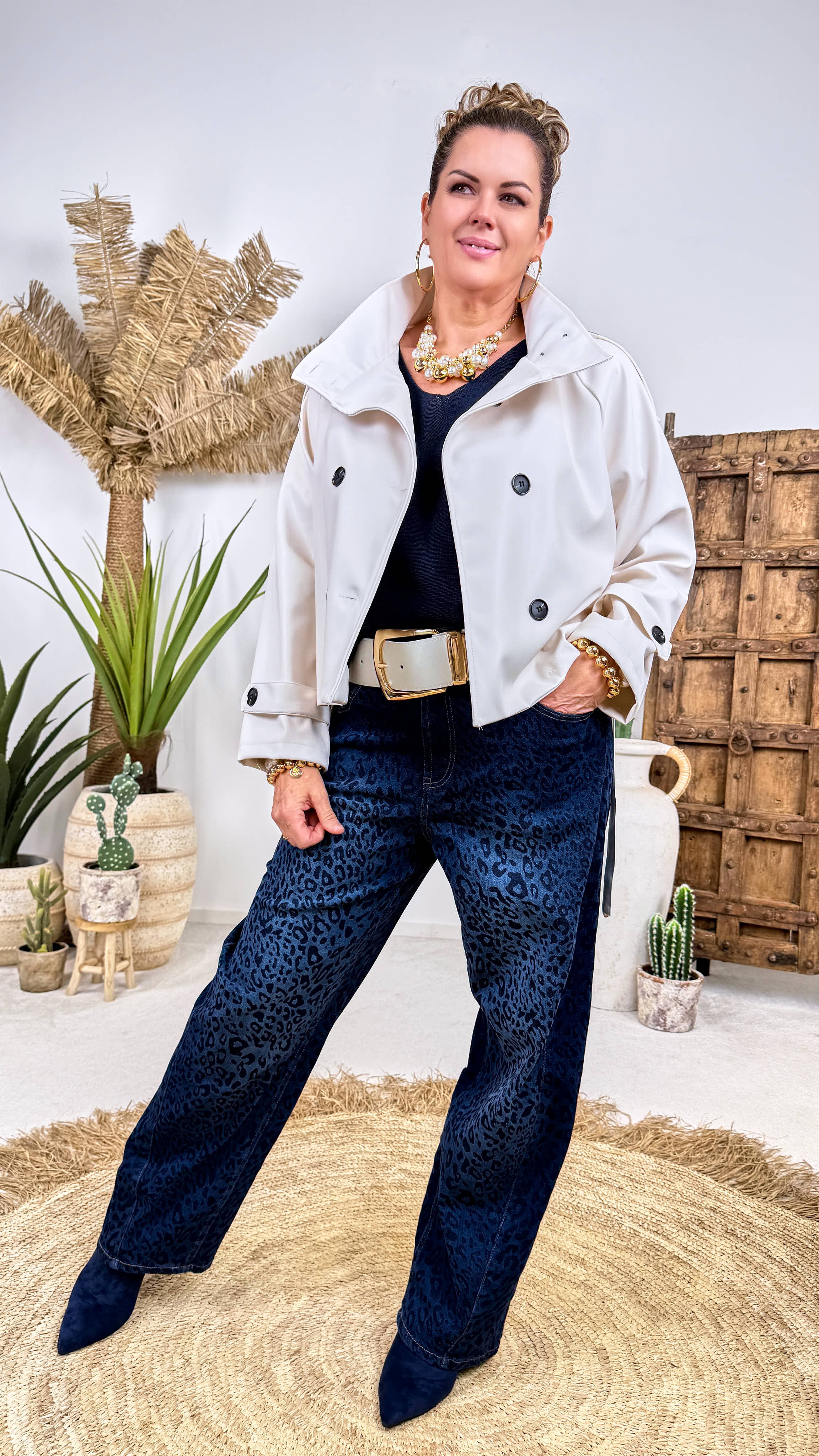 Kurzer Trenchcoat Archipel *Woll-Weiß*