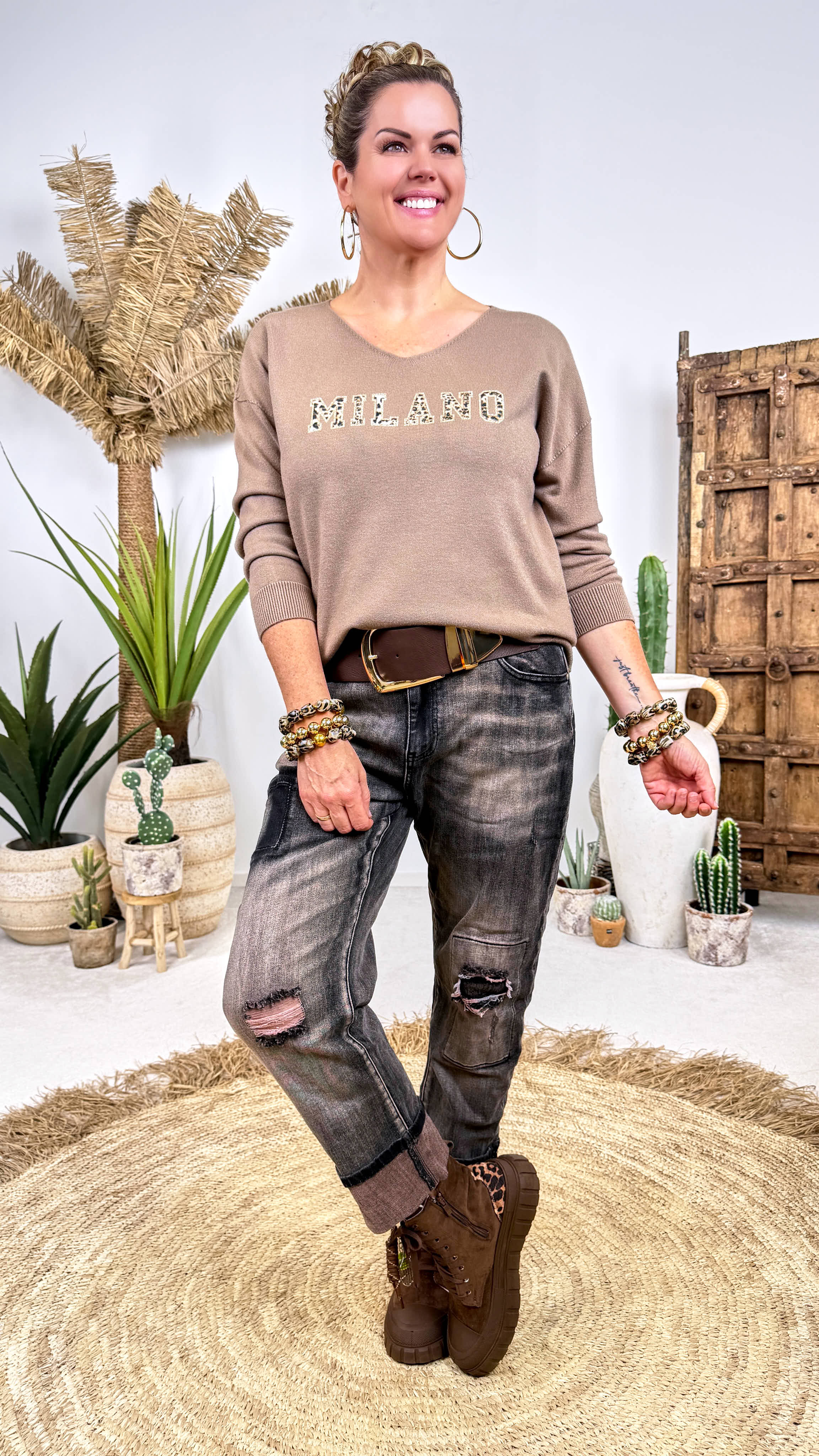 Pullover Veldt Letter *Taupe*