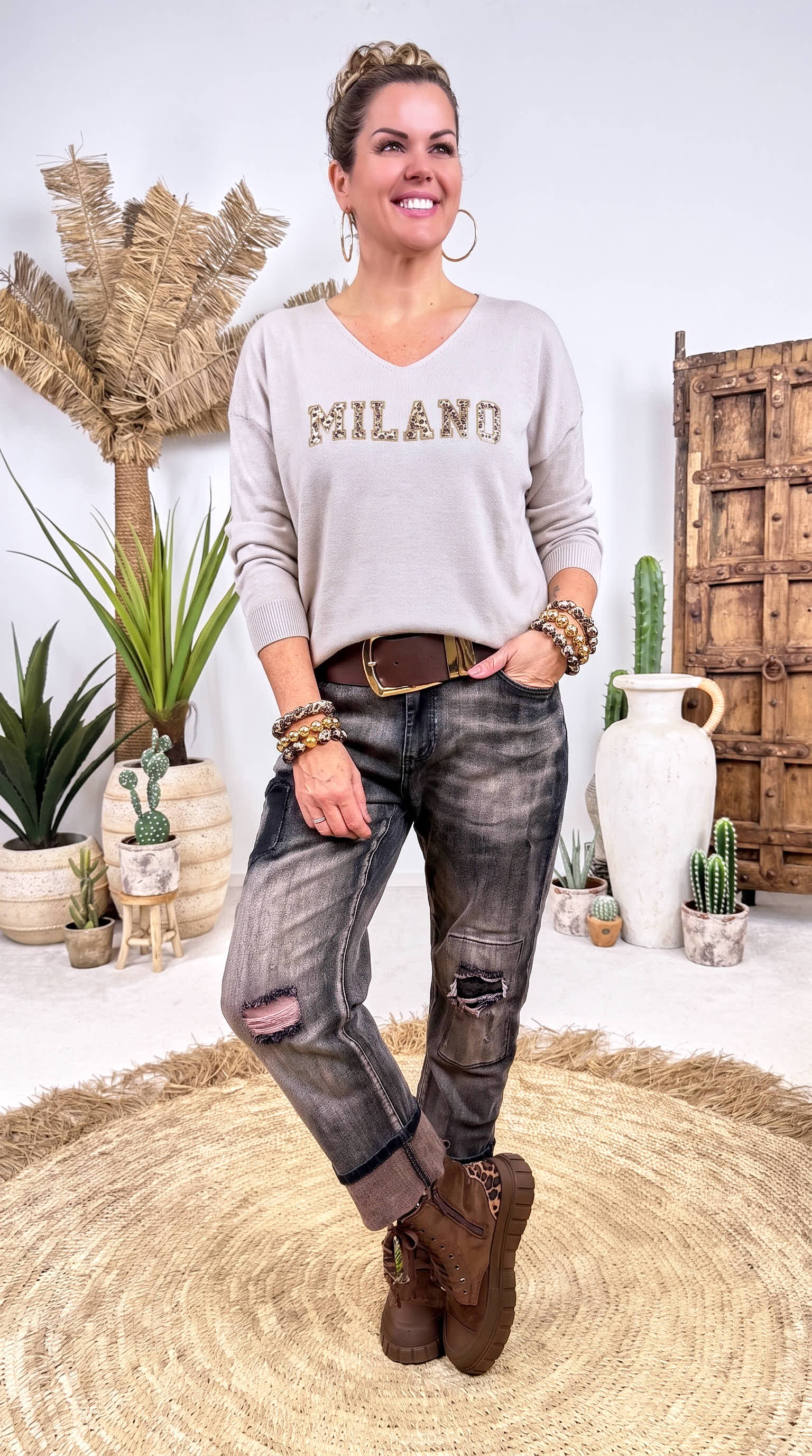 Pullover Veldt Letter *Beige*