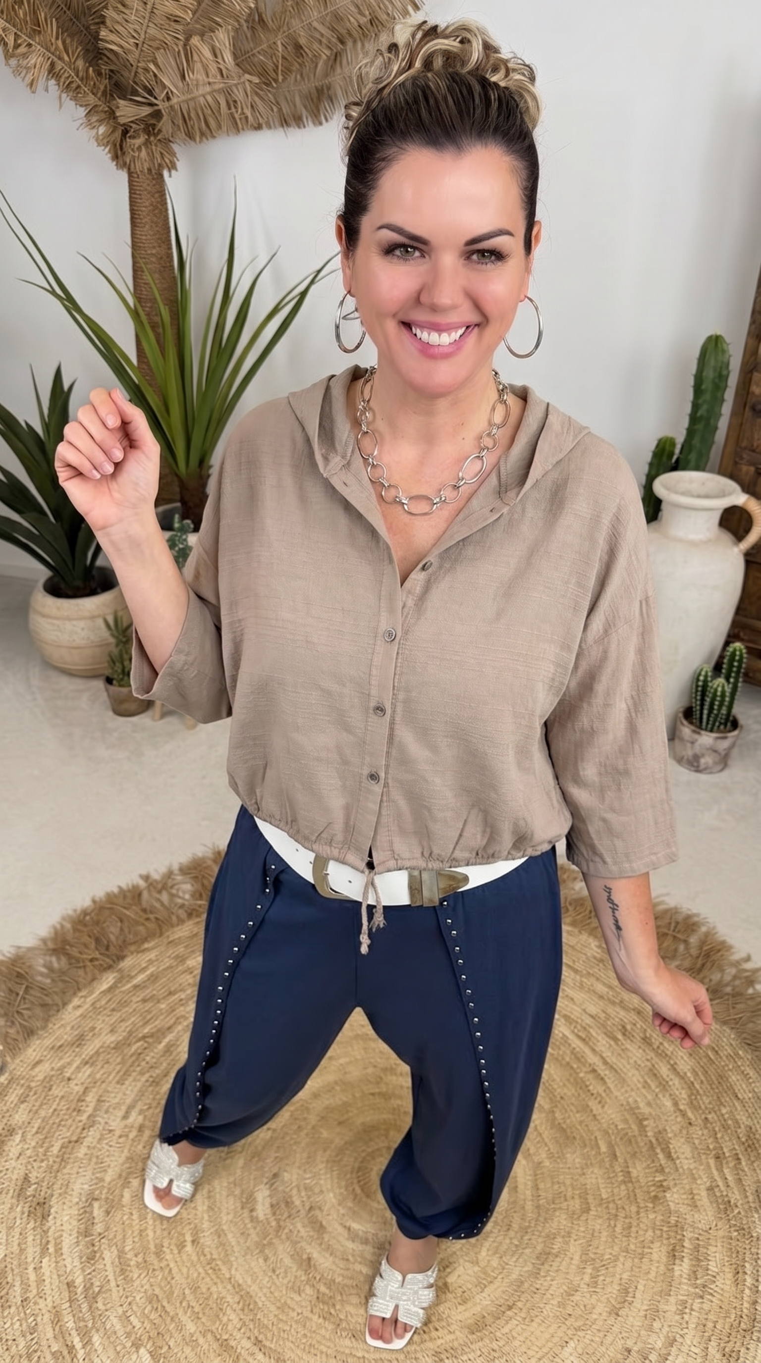 Leichte Jacke Shibori *Taupe*