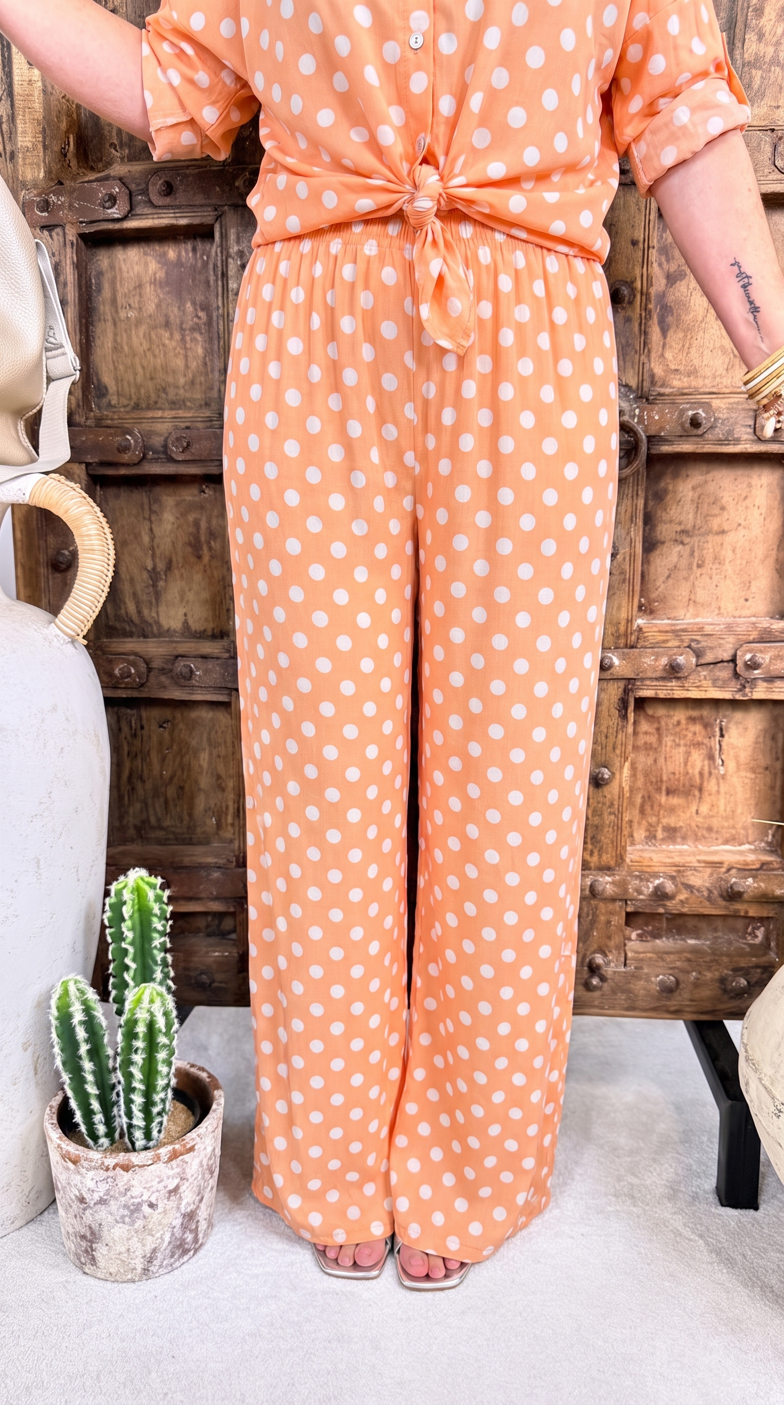 Weite Hose Pretty Charm *Apricot/Weiß*