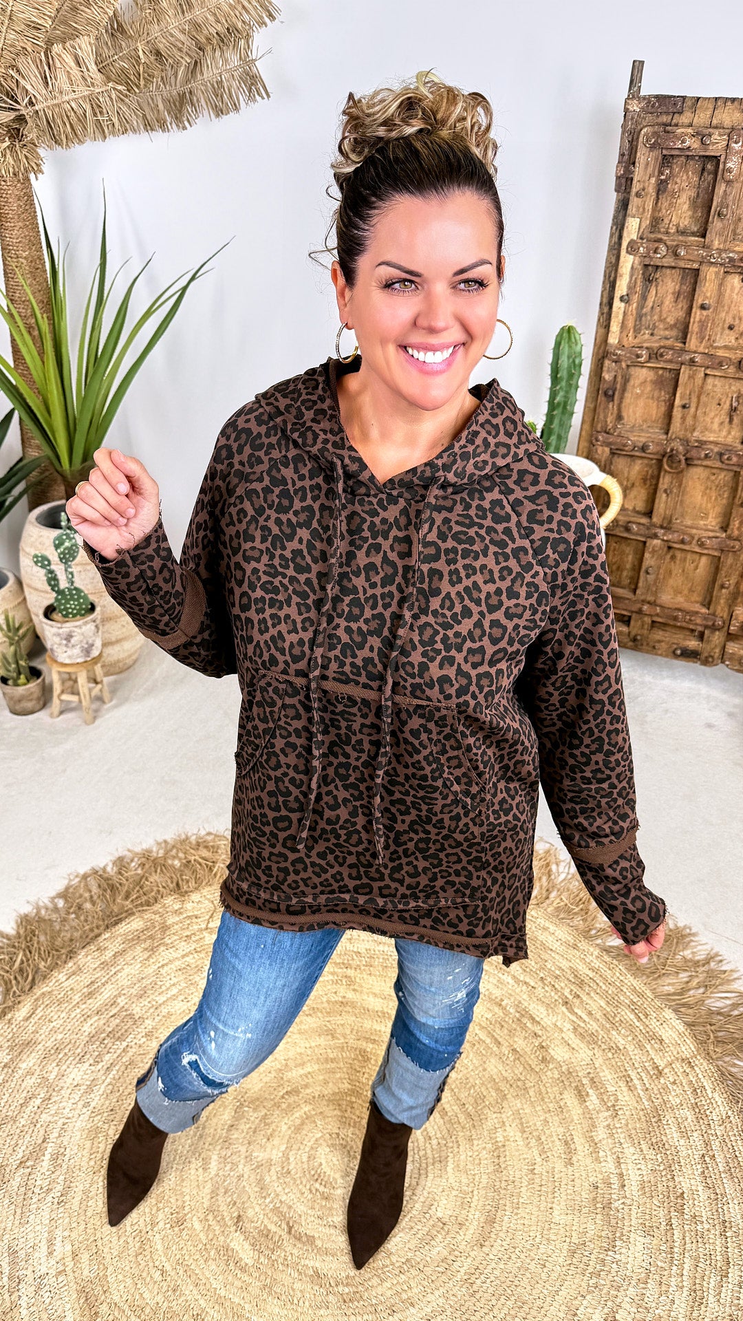 Long-Hoodie Tambour *Leo/Schoko*