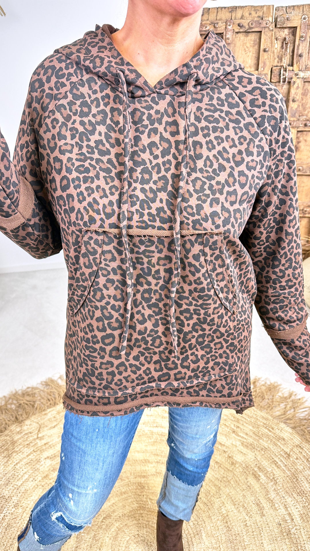 Long-Hoodie Tambour *Leo/Schoko*