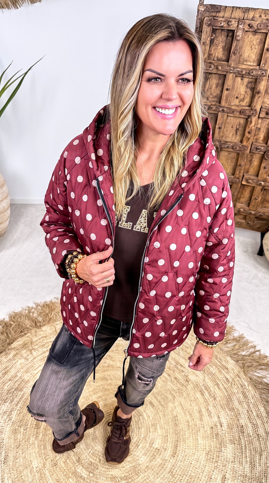 Dünne Steppjacke Polkabeat *Bordeaux*