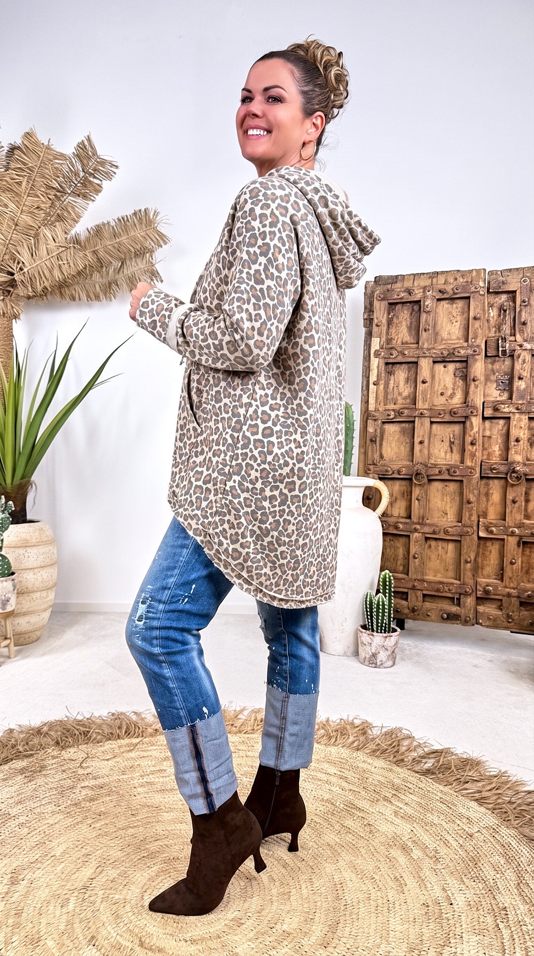 Long-Hoodie Tambour *Leo/Creme*