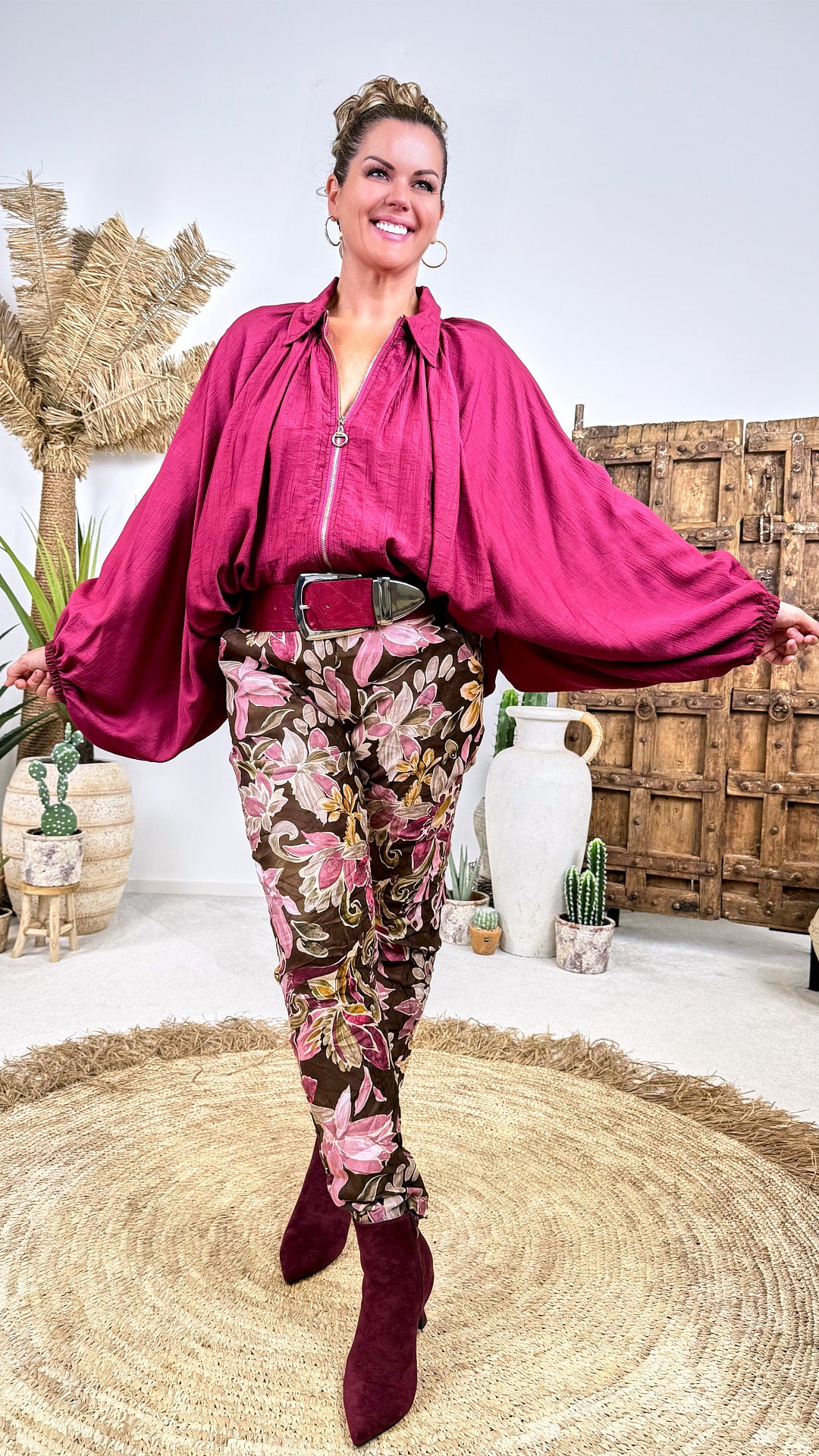 Leichte Jacke Crinkle Flow *Bordeaux*