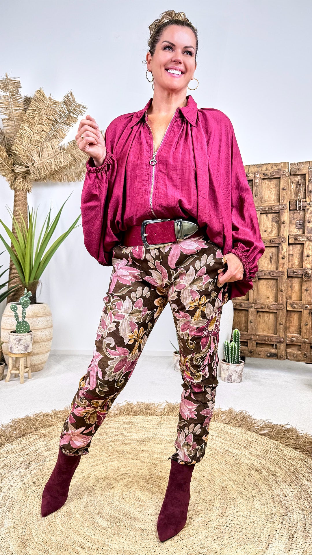 Leichte Jacke Crinkle Flow *Bordeaux*