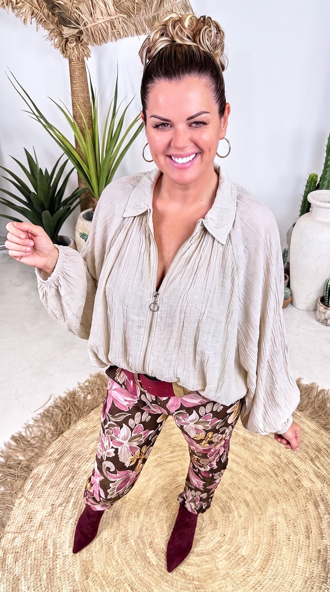 Leichte Jacke Crinkle Flow *Beige*