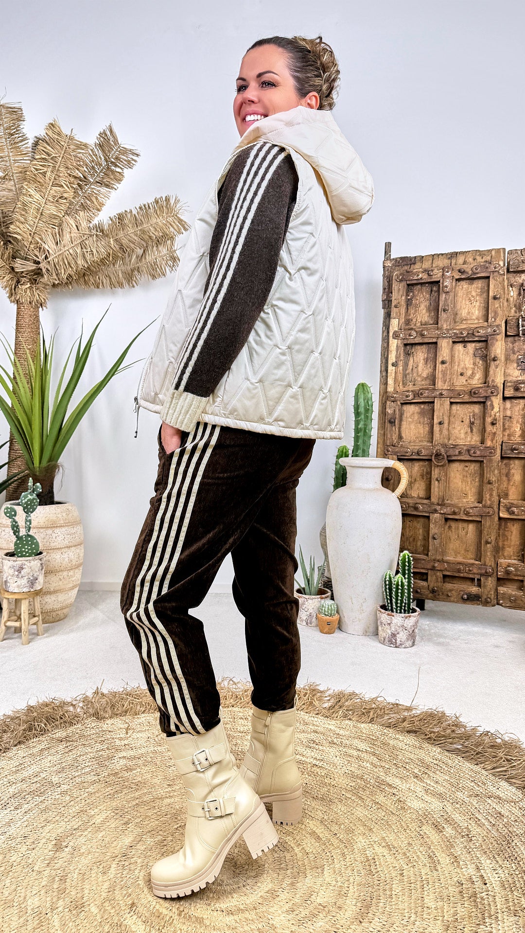 Jogpants Velour Stripe *Schoko*