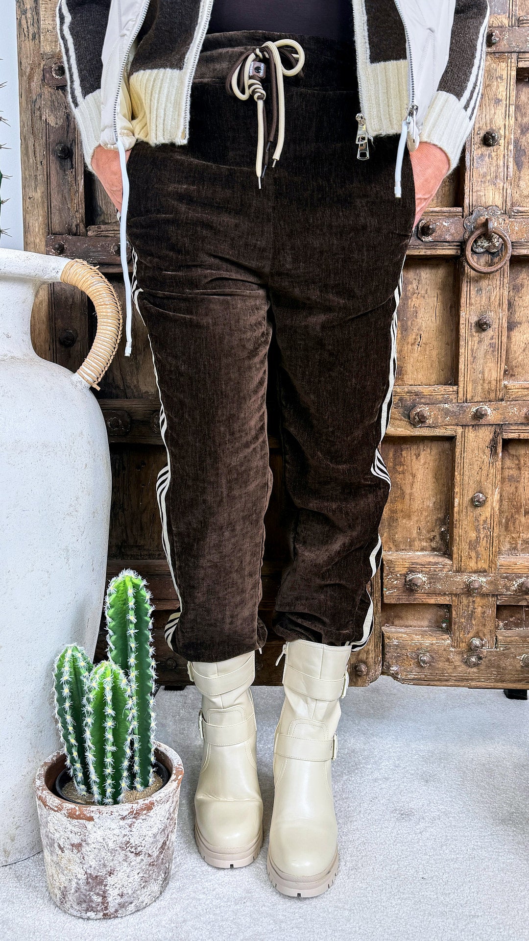 Jogpants Velour Stripe *Schoko*