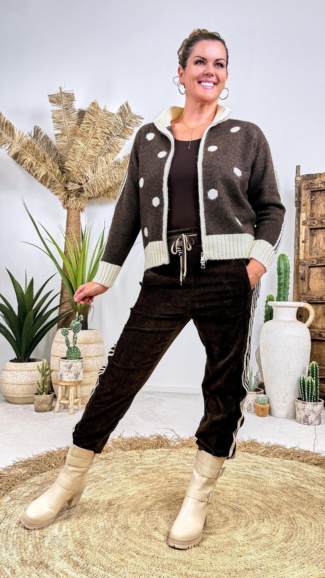 Jogpants Velour Stripe *Schoko*