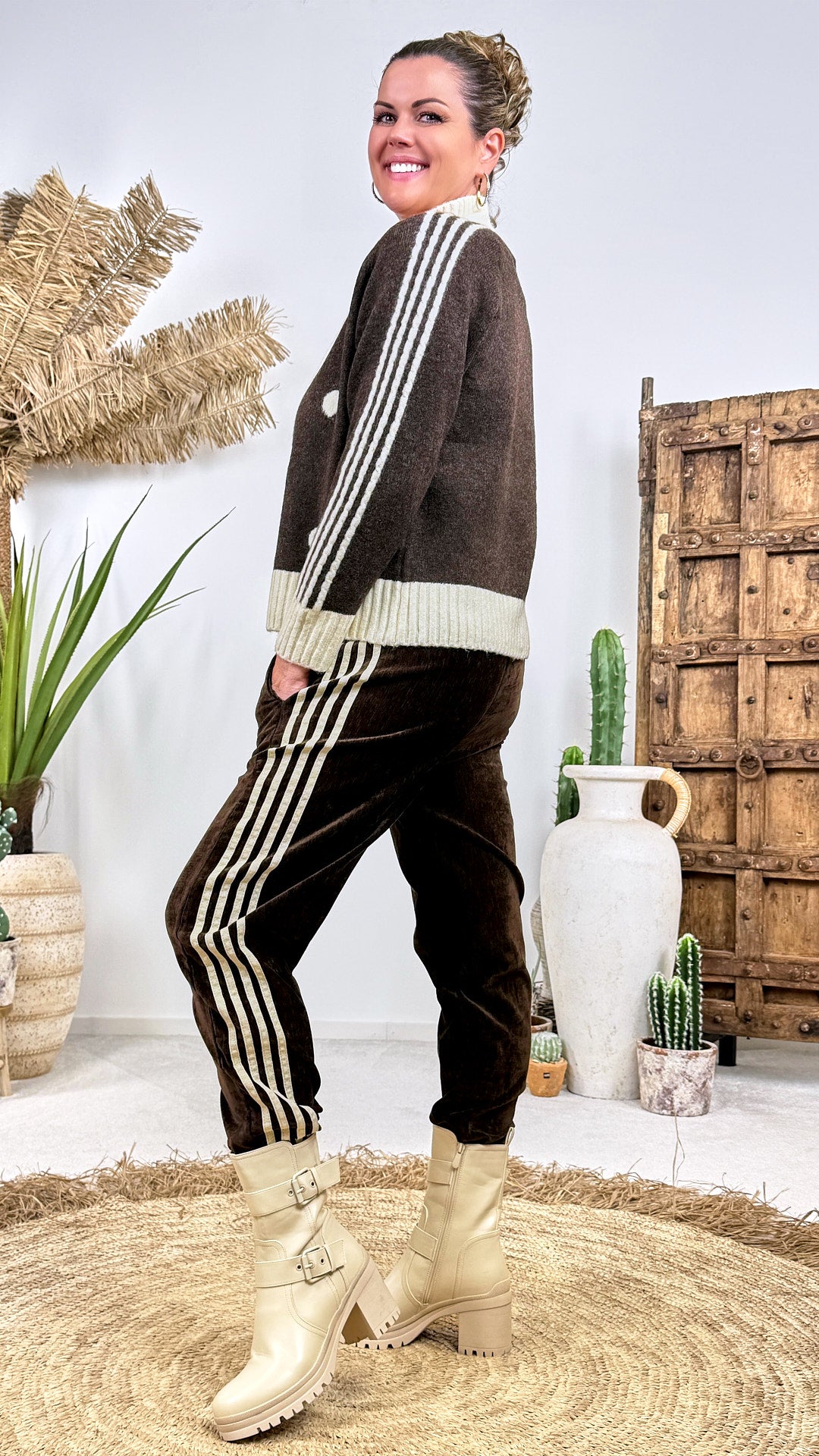 Jogpants Velour Stripe *Schoko*