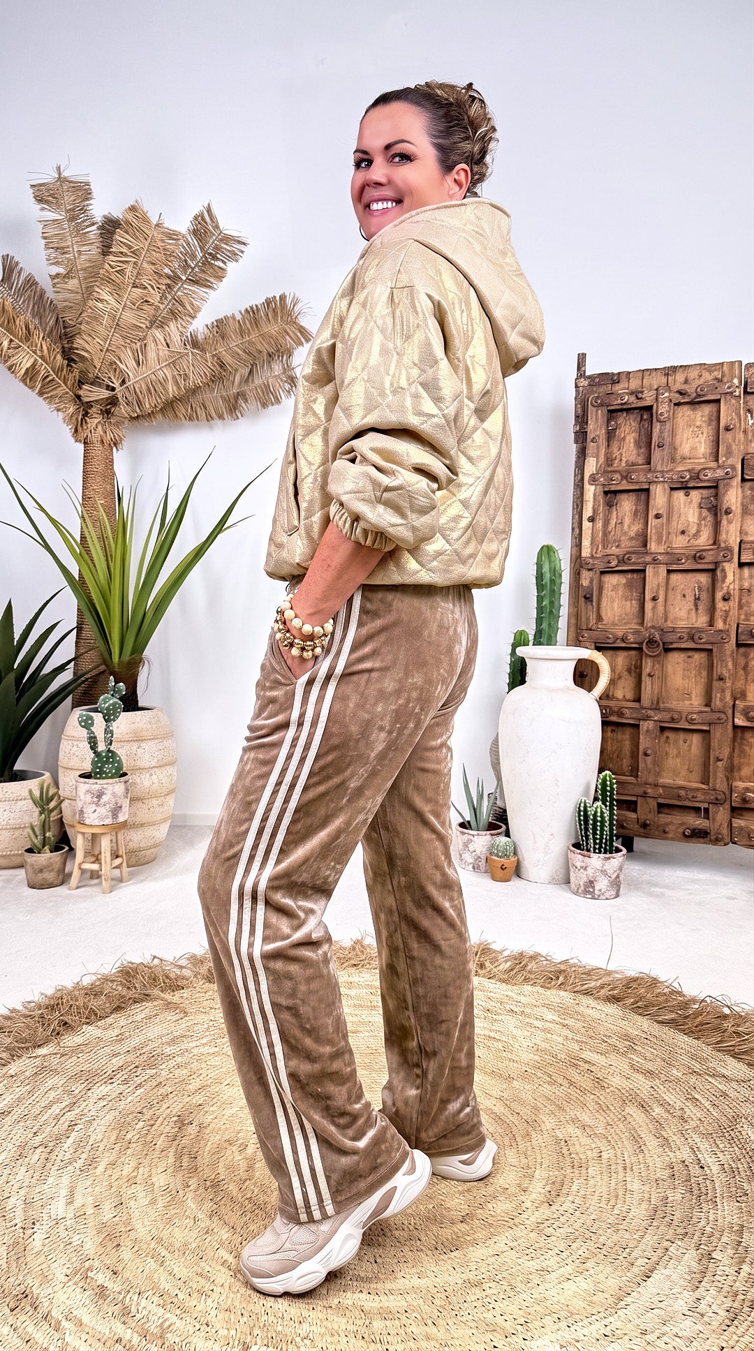 Jogpants Velour Stripe *Camel*