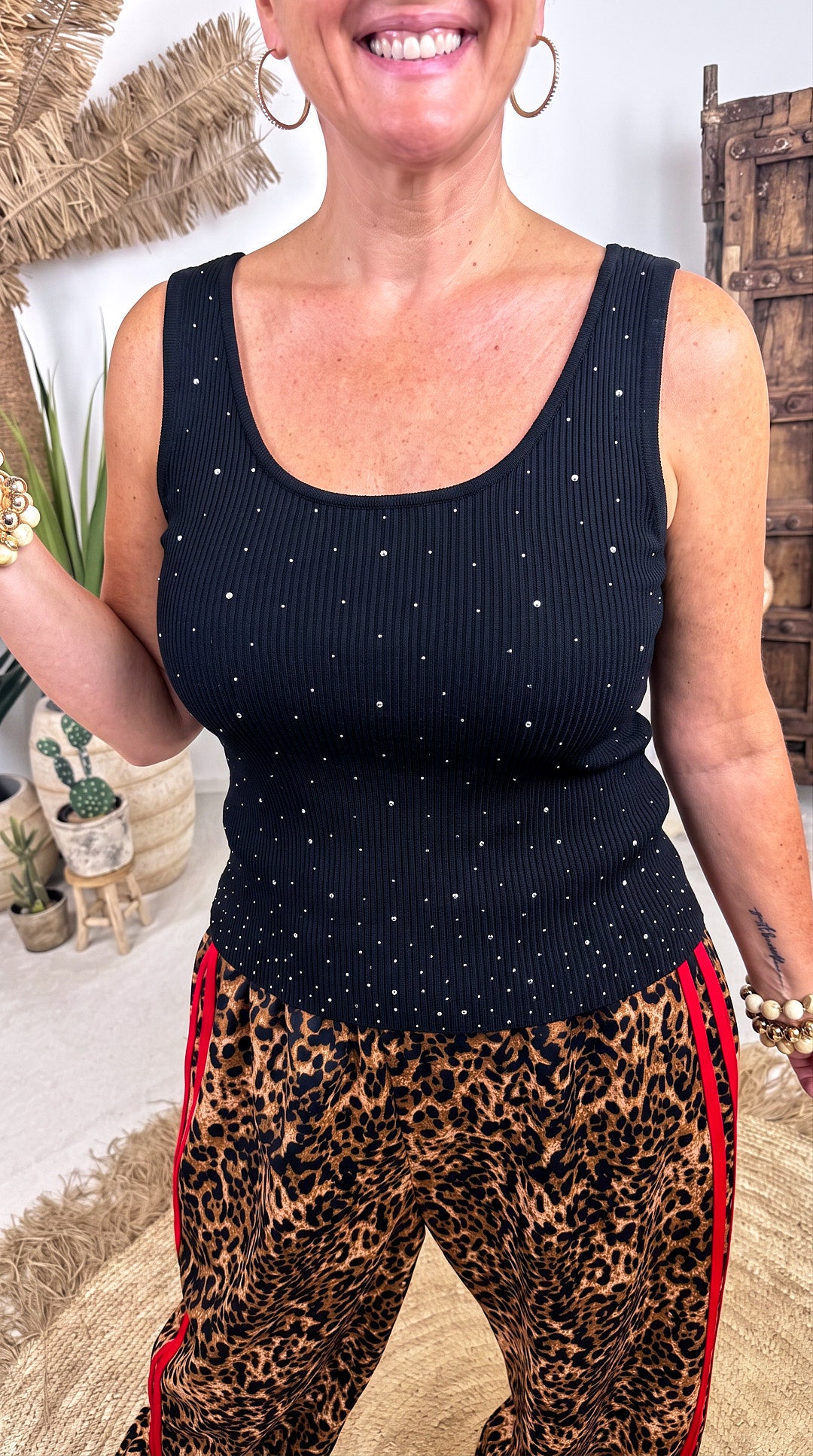 Strick-Top Pearl Shine *Schwarz*