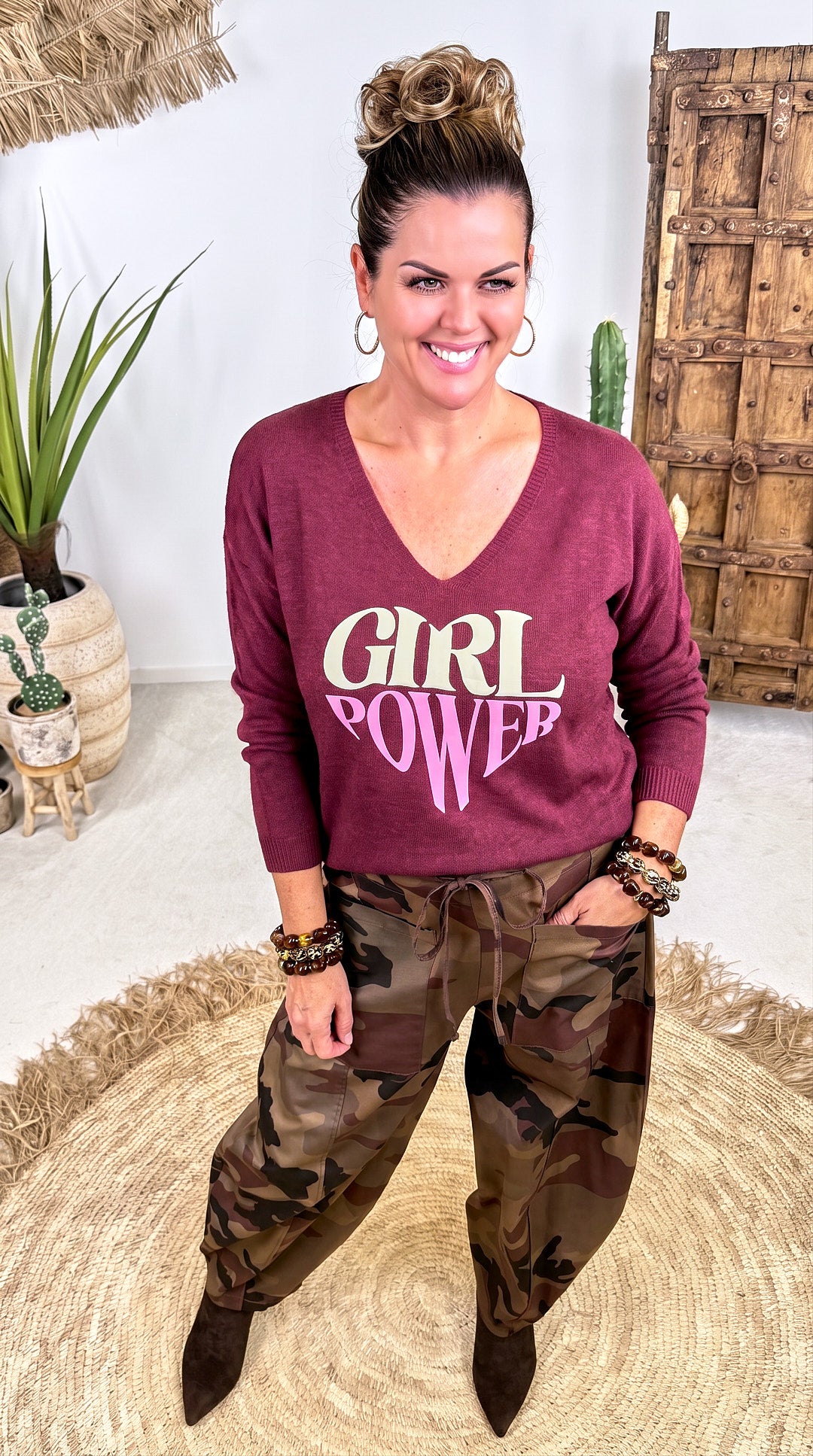Pullover Girl Power *Bordeaux*