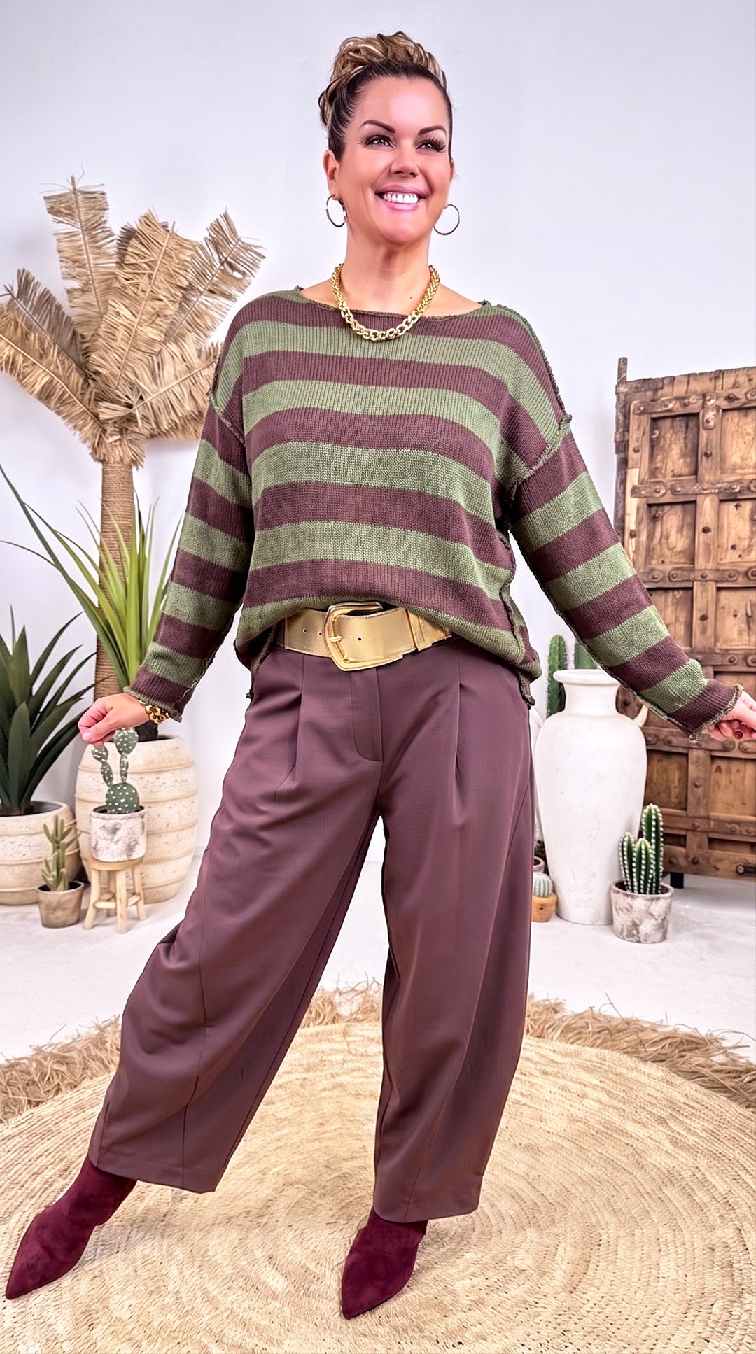 Strickpullover Autumn Stripe *Khaki*