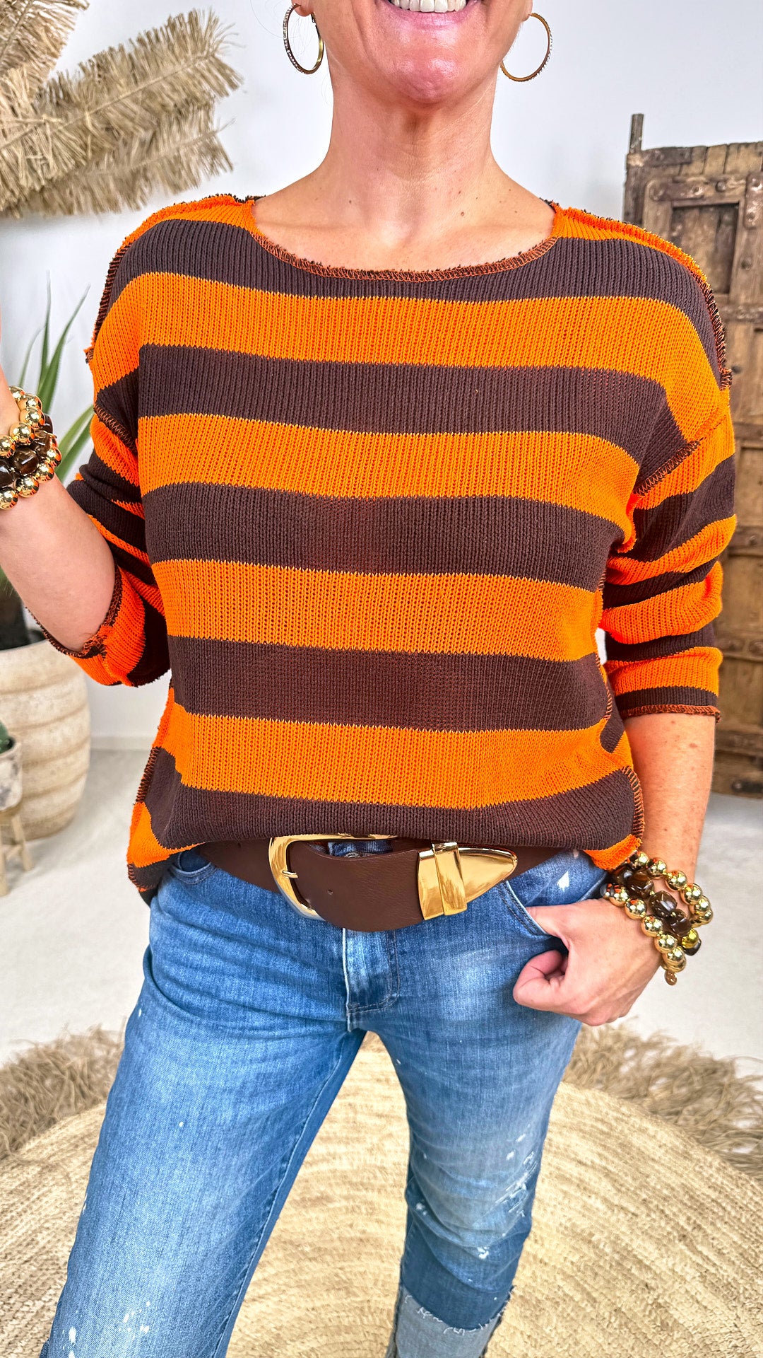 Strickpullover Autumn Stripe *Orange*