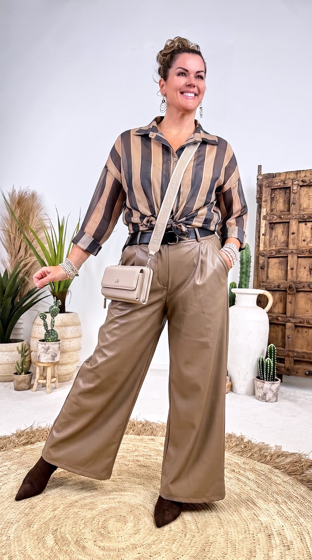Bluse Stripes *Camel/Schwarz* (lieferbar ab 21.8.26)