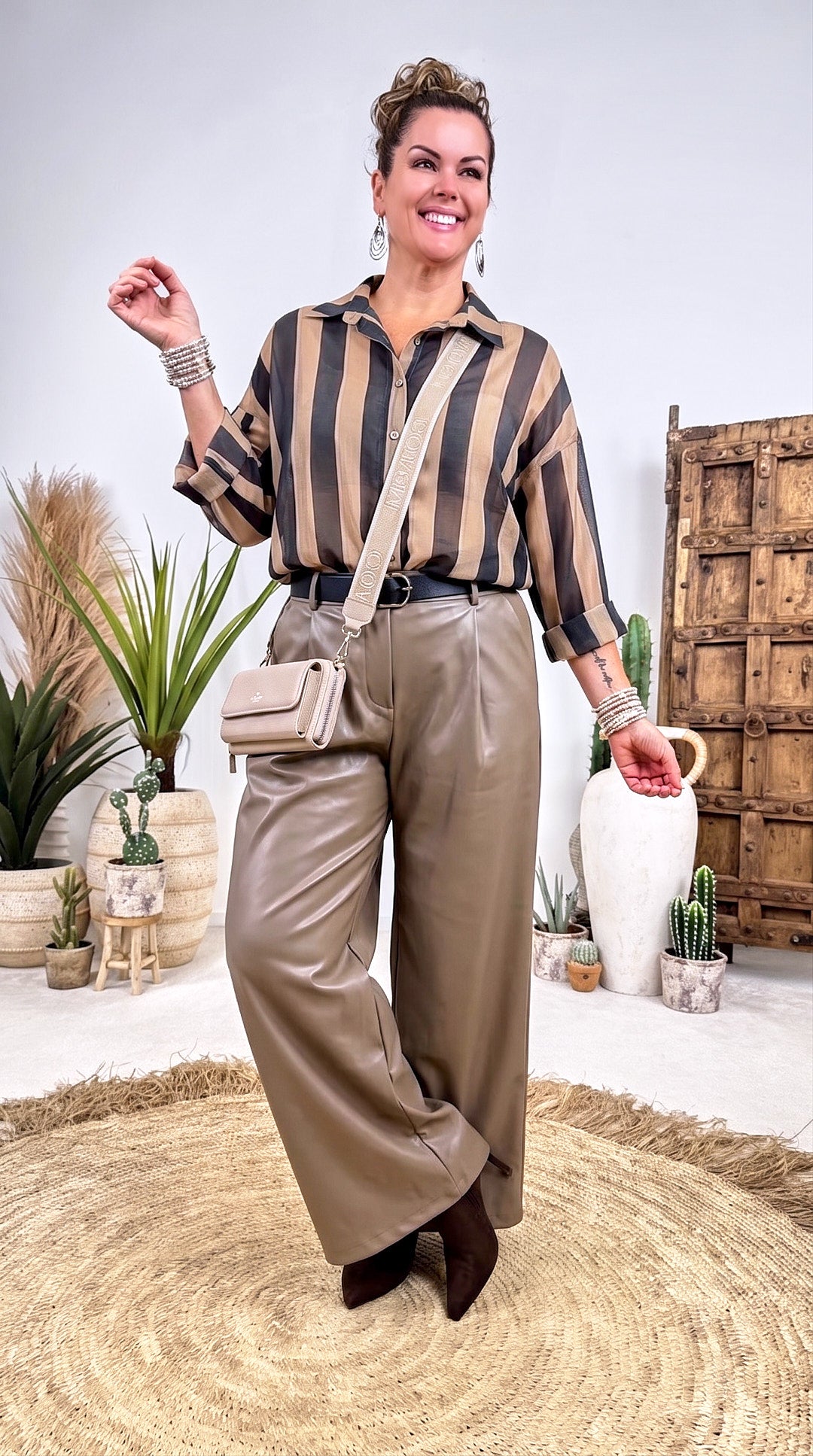 Bluse Stripes *Camel/Schwarz* (lieferbar ab 21.8.26)