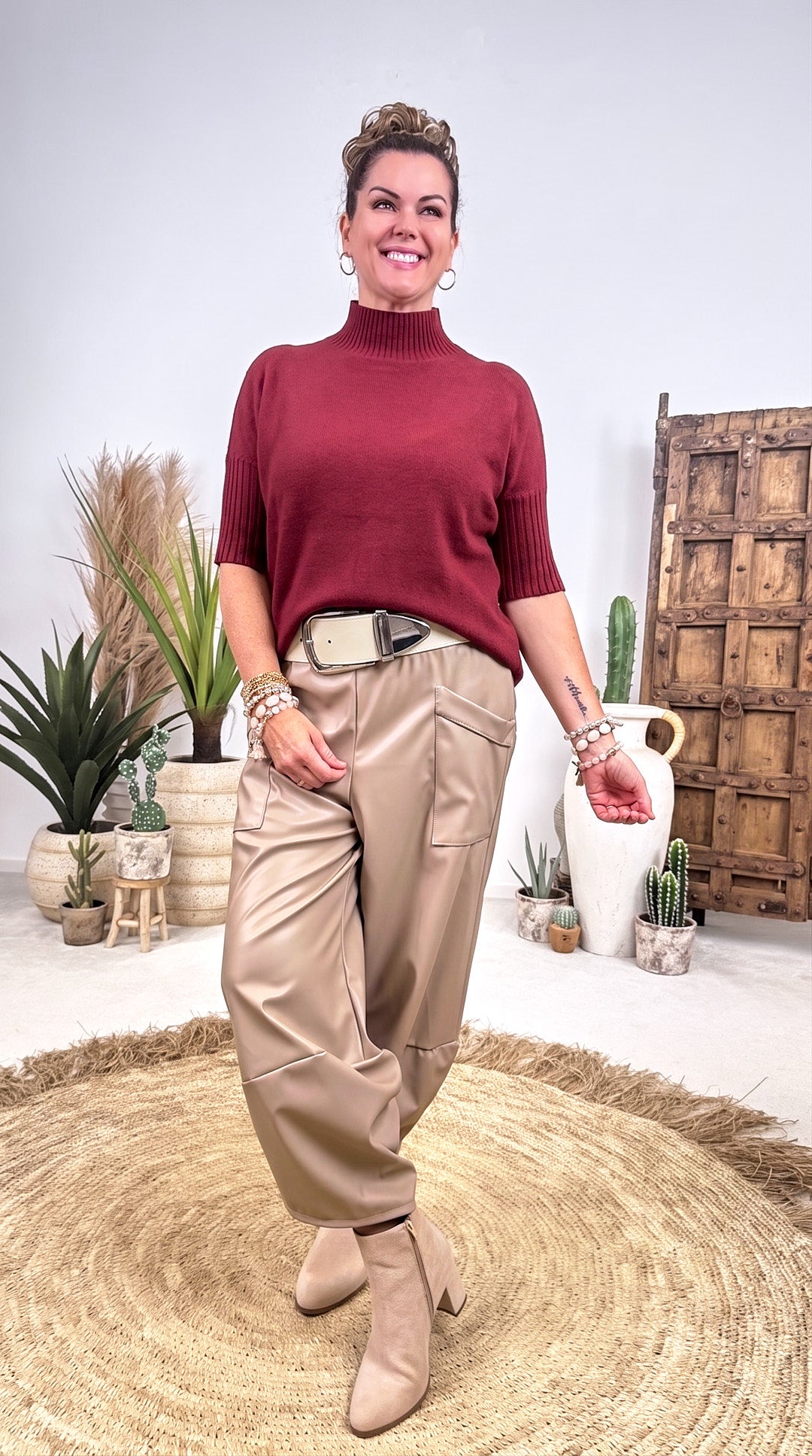 Rollkragen-Pullover Rachel *Bordeaux*