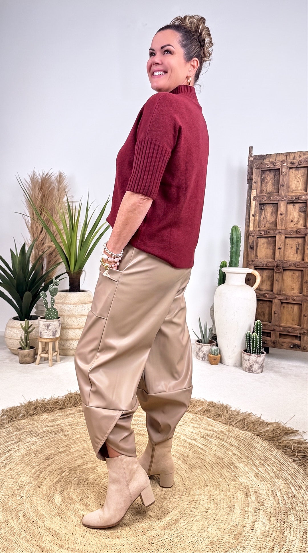 Rollkragen-Pullover Rachel *Bordeaux*