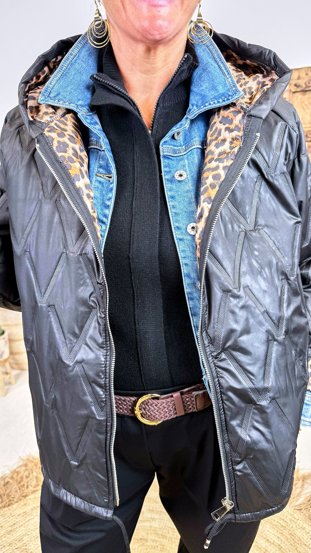 Steppjacke Leopard Lining *Schwarz*