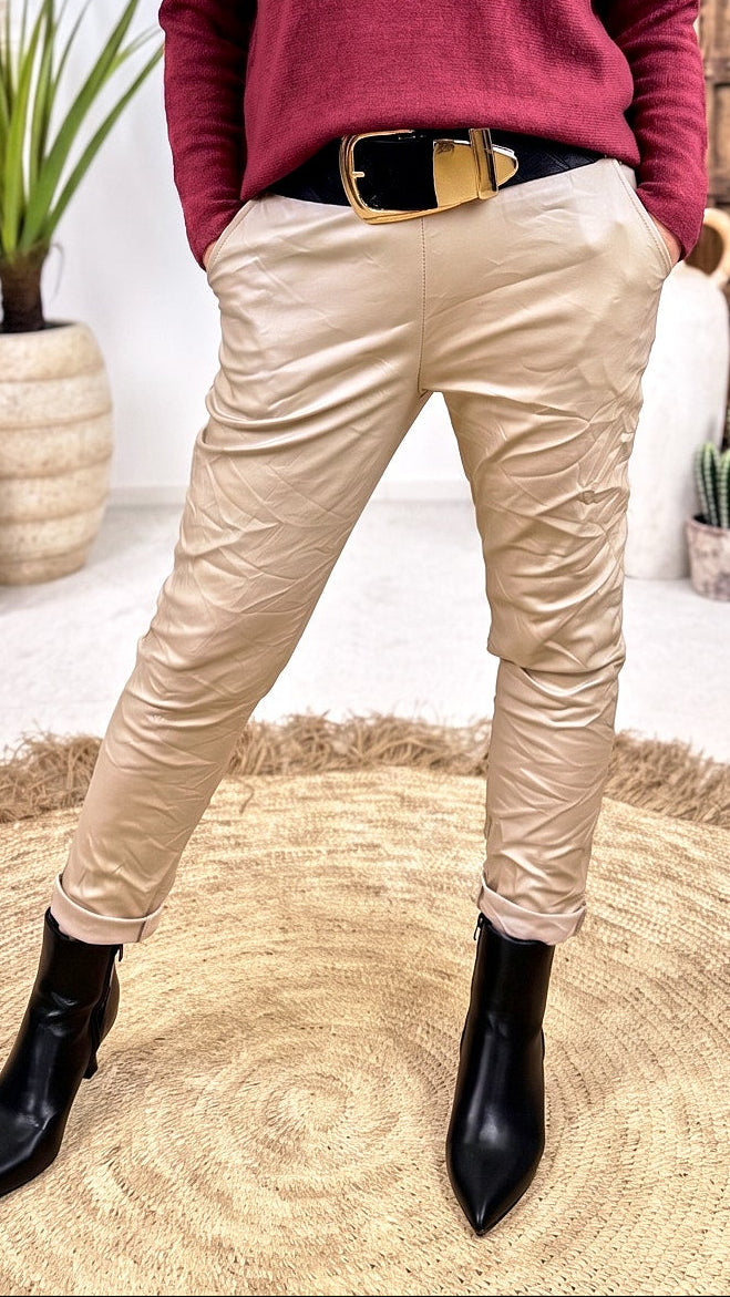 Jogpants Leather Classic *Beige*