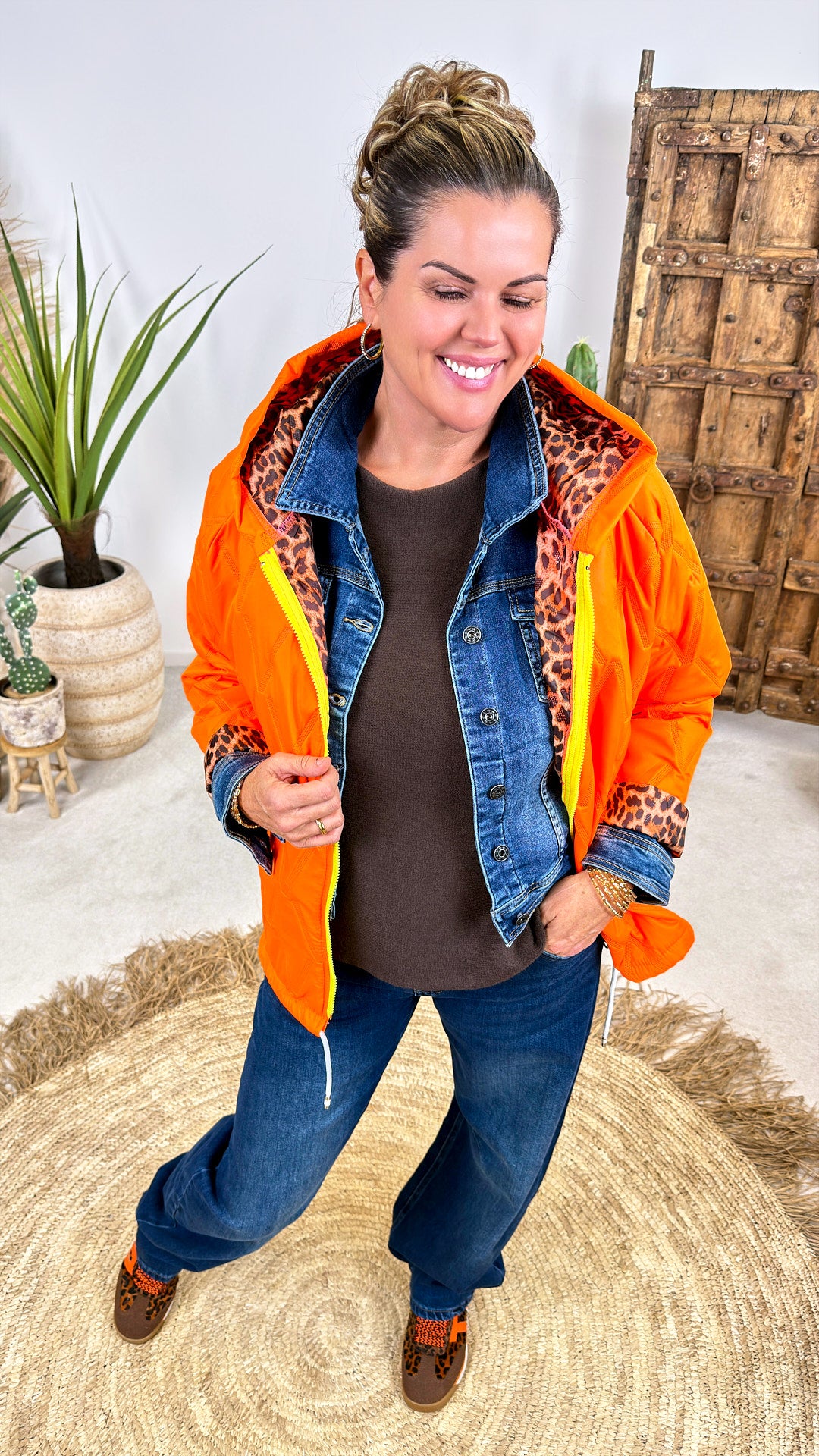 Steppjacke Leopard Lining *Neon Orange*