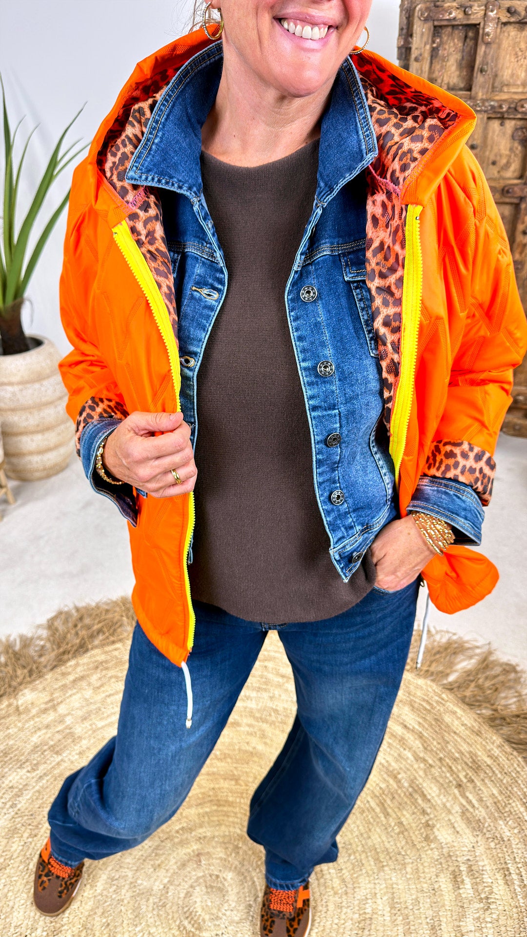 Steppjacke Leopard Lining *Neon Orange*