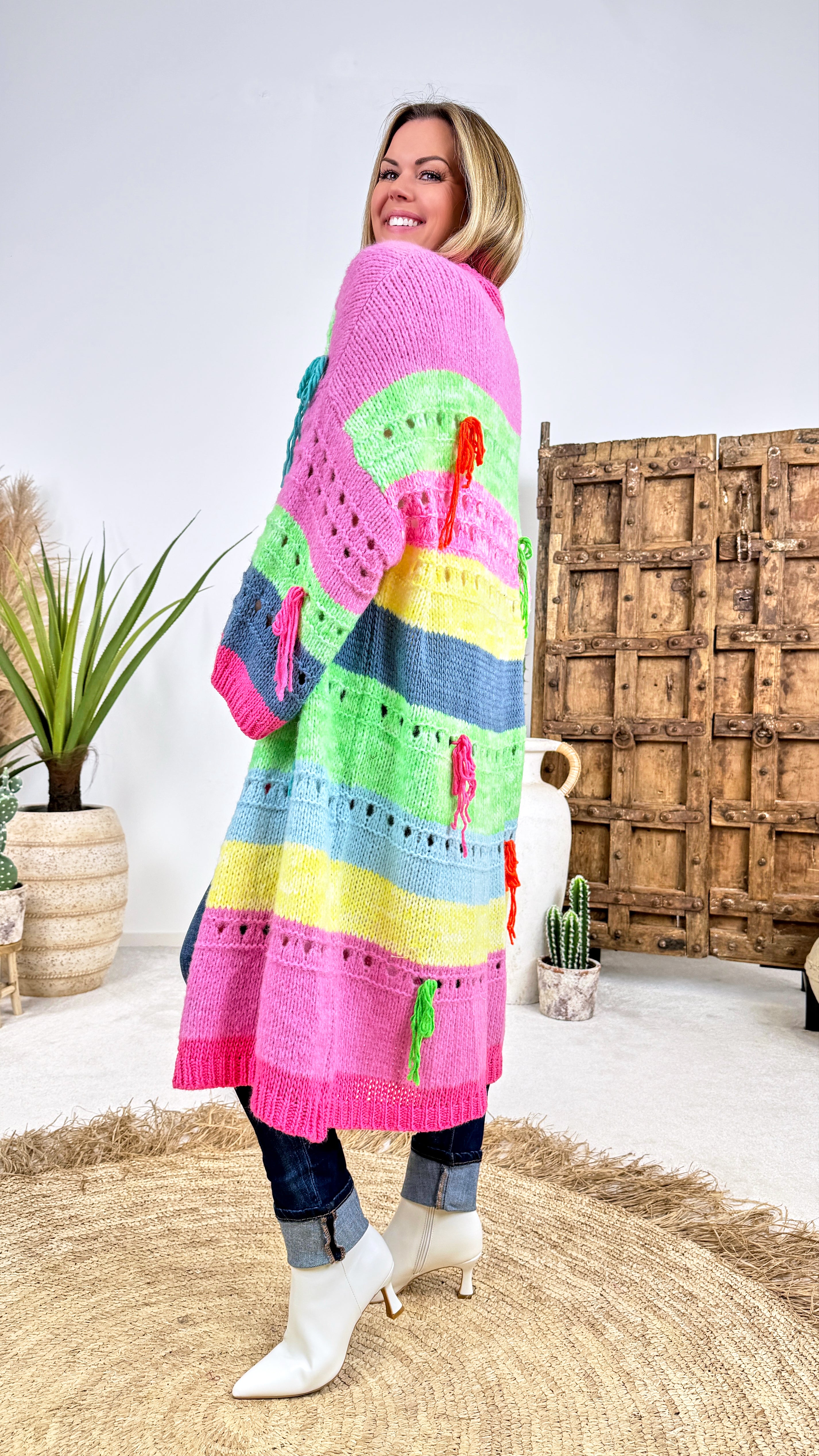 Lange Strickjacke Carnival Fringe